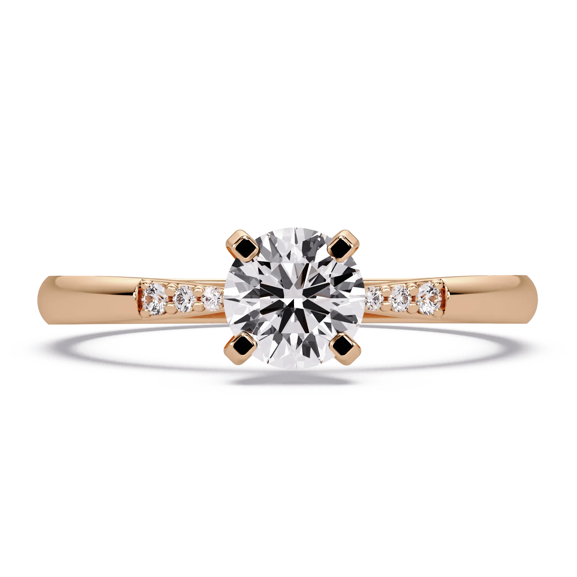 Round Lab Grown Diamond Engagement Ring with Delicate Diamond Accent Band