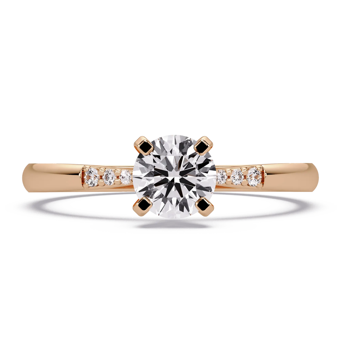 Round Lab Grown Diamond Engagement Ring with Delicate Diamond Accent Band