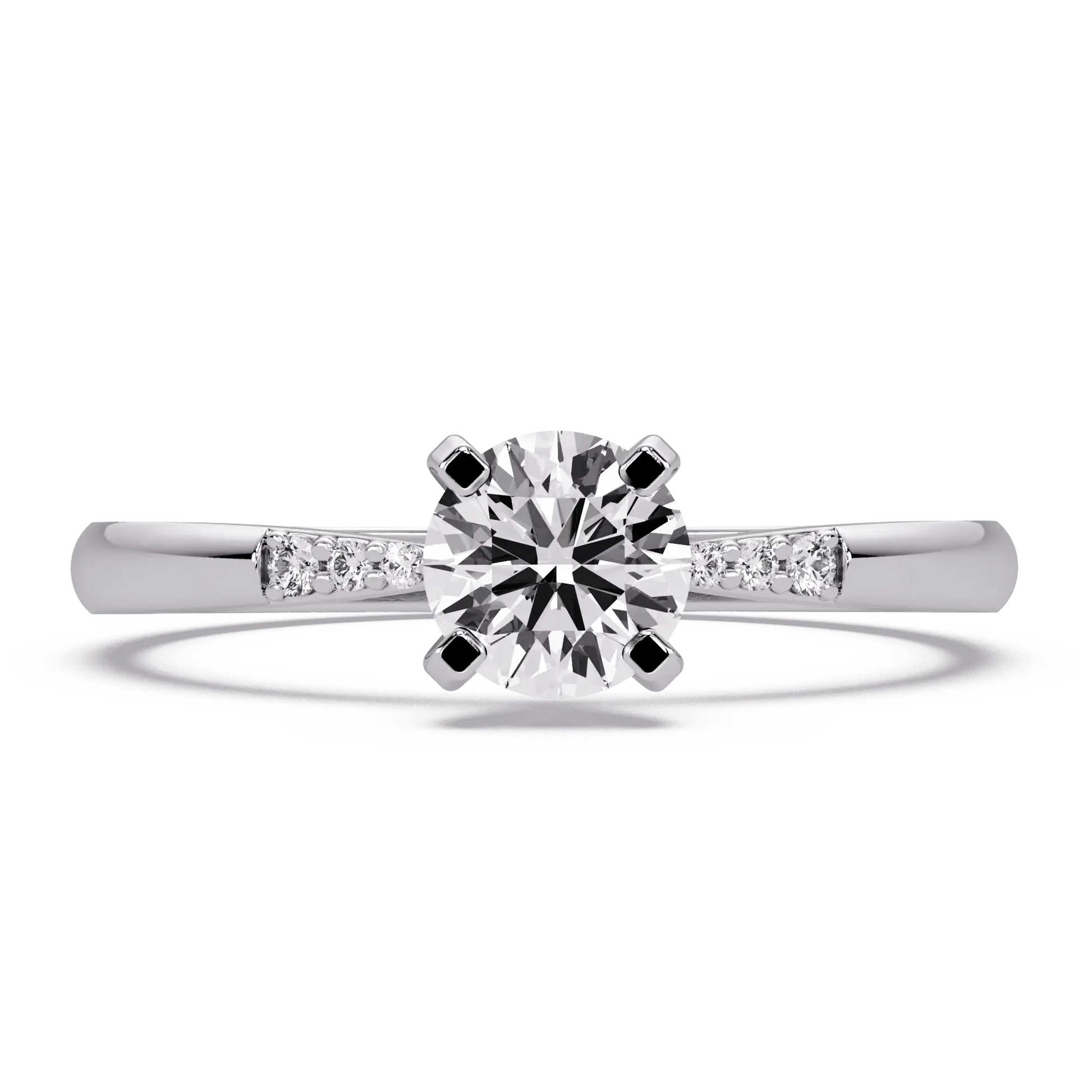 Round Lab Grown Diamond Engagement Ring with Delicate Diamond Accent Band