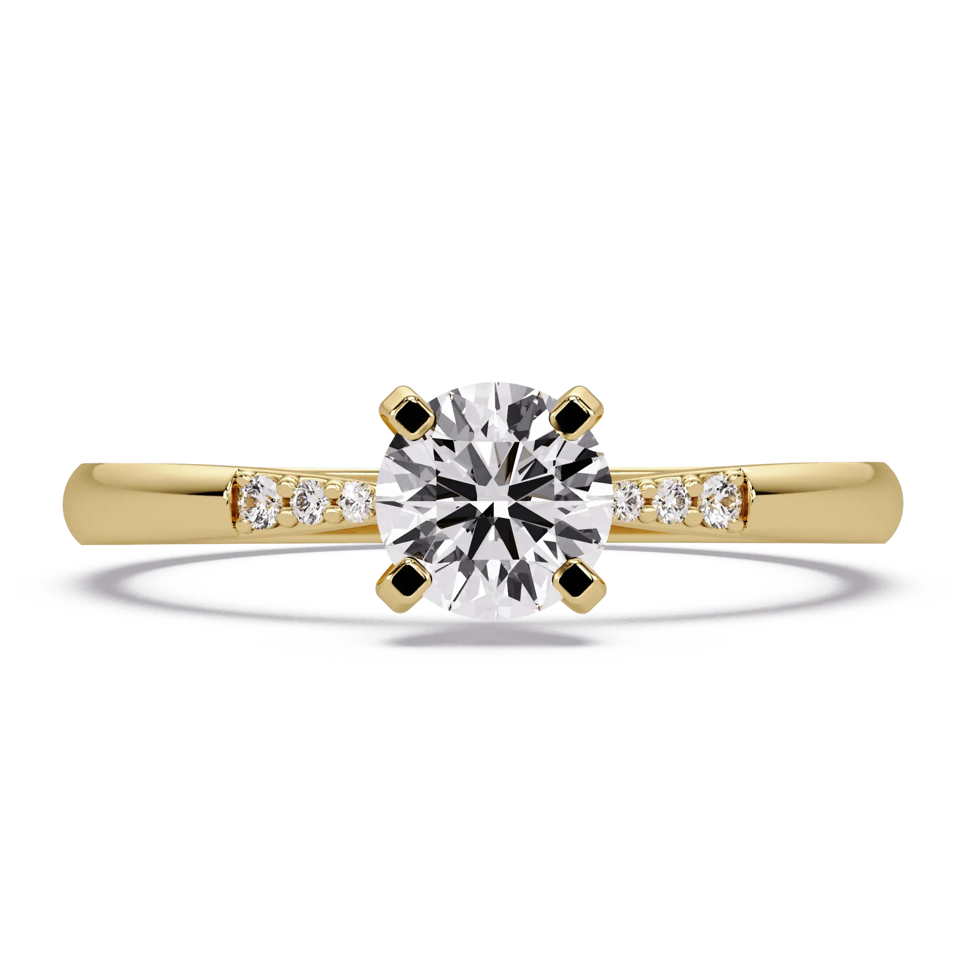 Round Lab Grown Diamond Engagement Ring with Delicate Diamond Accent Band