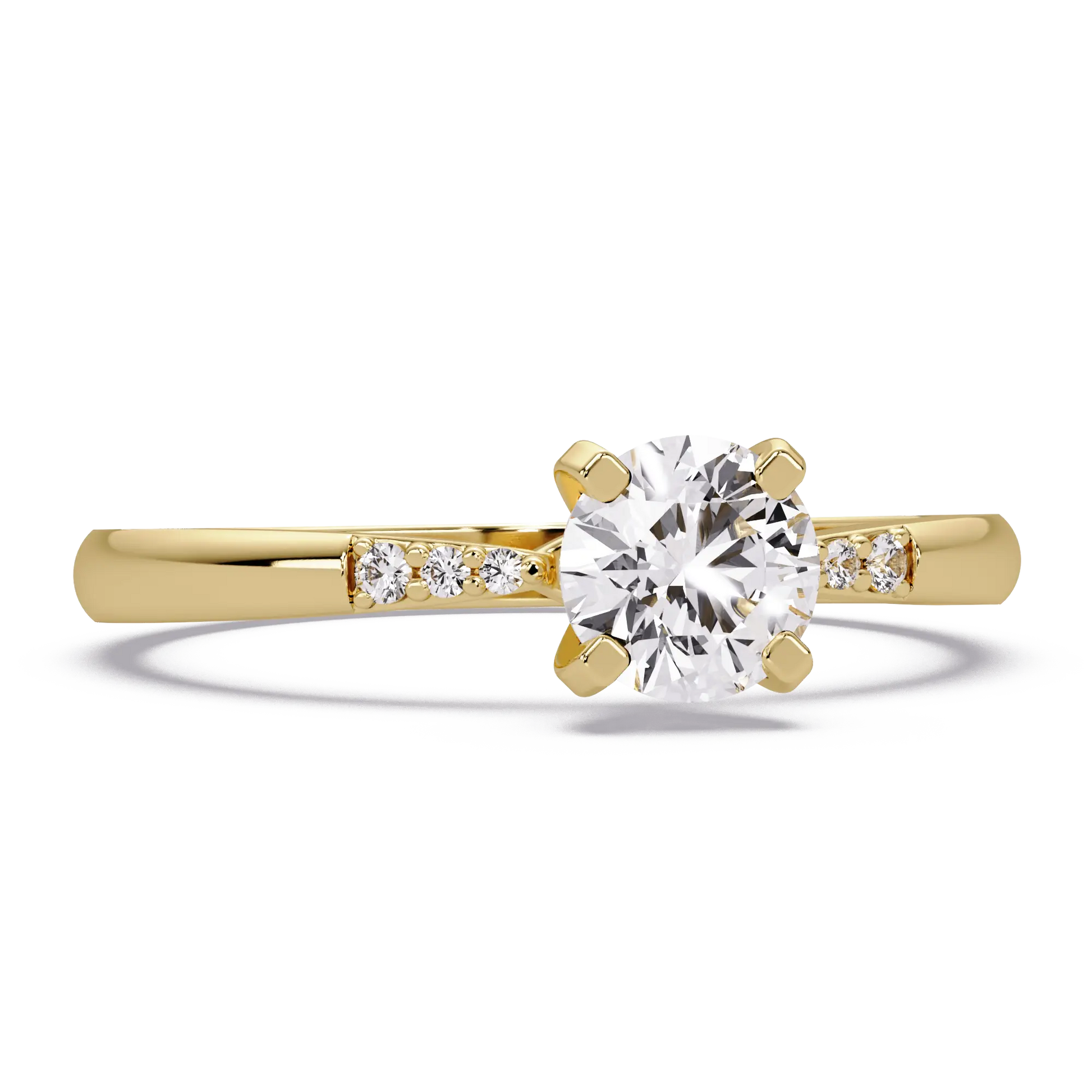 Round Lab Grown Diamond Engagement Ring with Delicate Diamond Accent Band