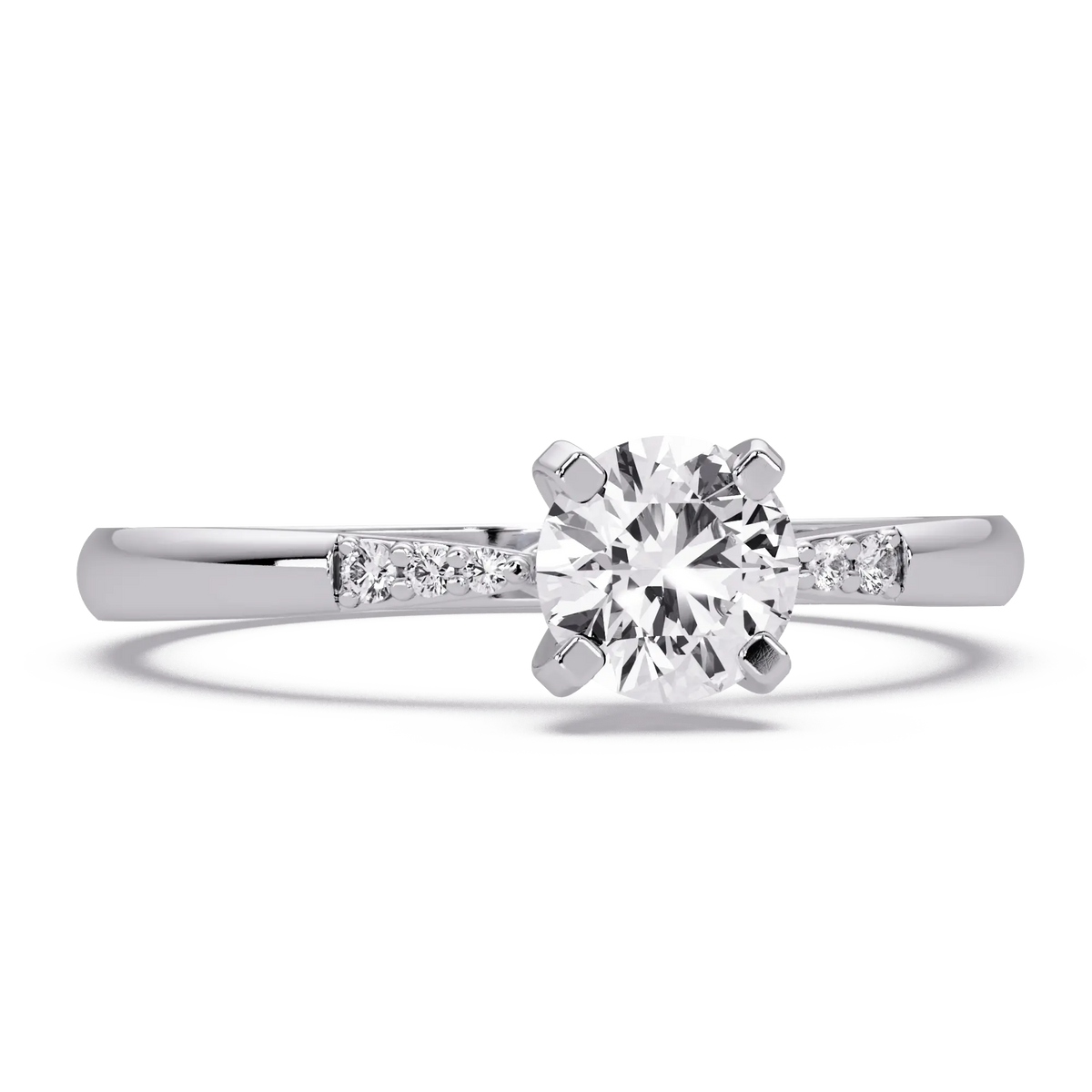 Round Lab Grown Diamond Engagement Ring with Delicate Diamond Accent Band