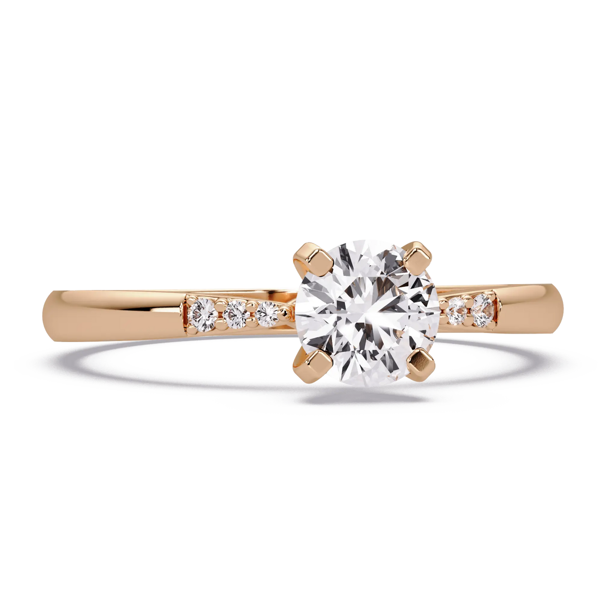 Round Lab Grown Diamond Engagement Ring with Delicate Diamond Accent Band