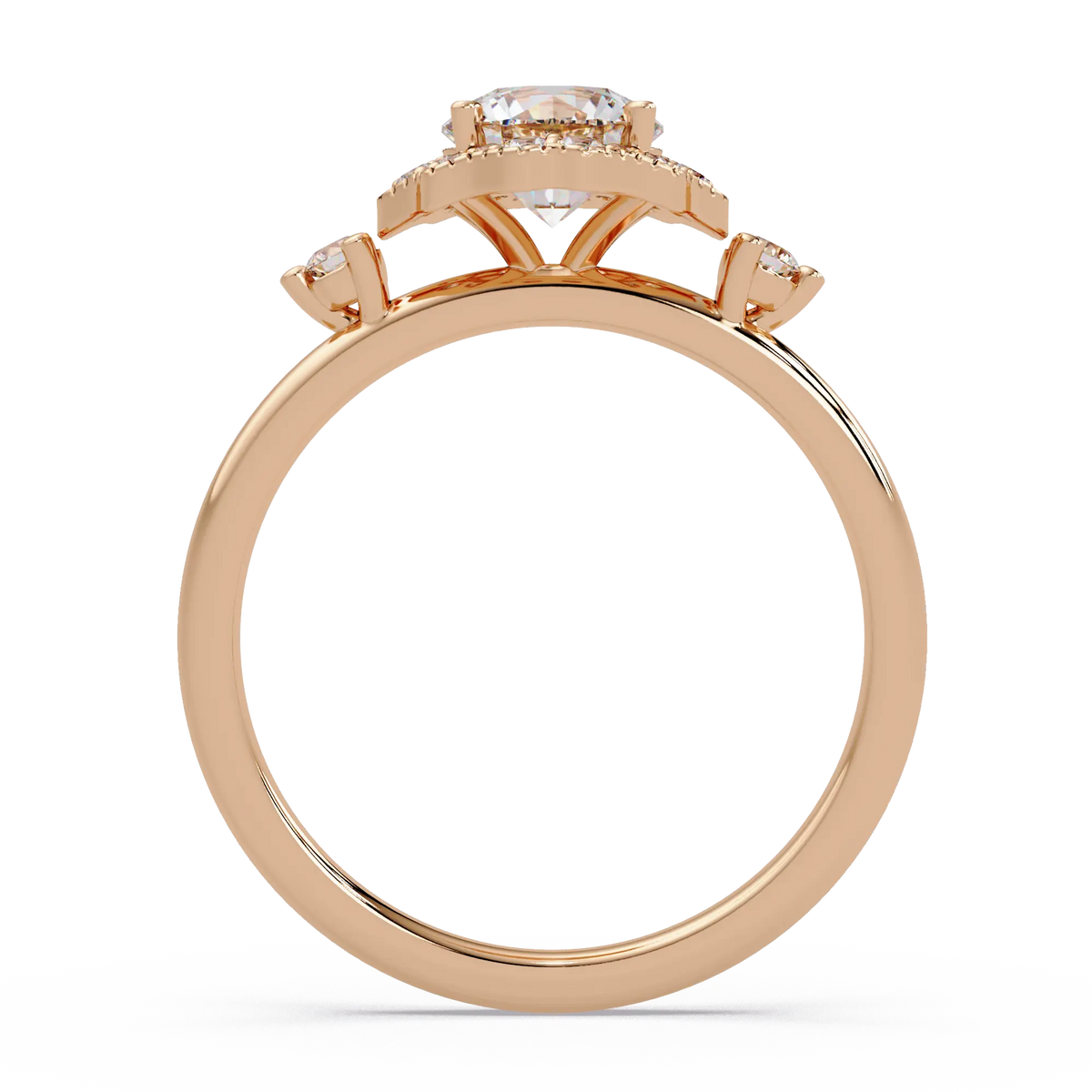 Round Lab Grown Diamond Engagement Ring with Halo - Vintage Bridal Ring