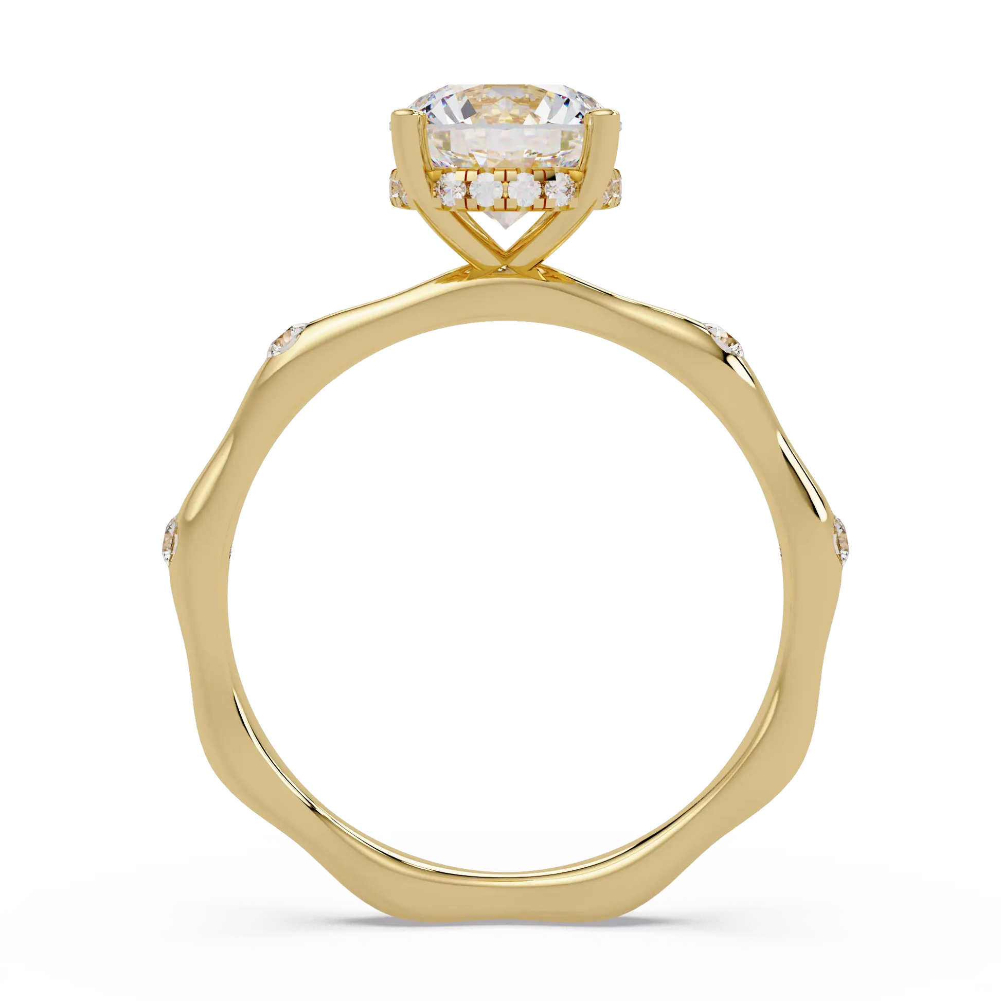 Round Lab Grown Diamond Flush Set Shank Engagement Ring - Minimalist Four Prong Promise Ring