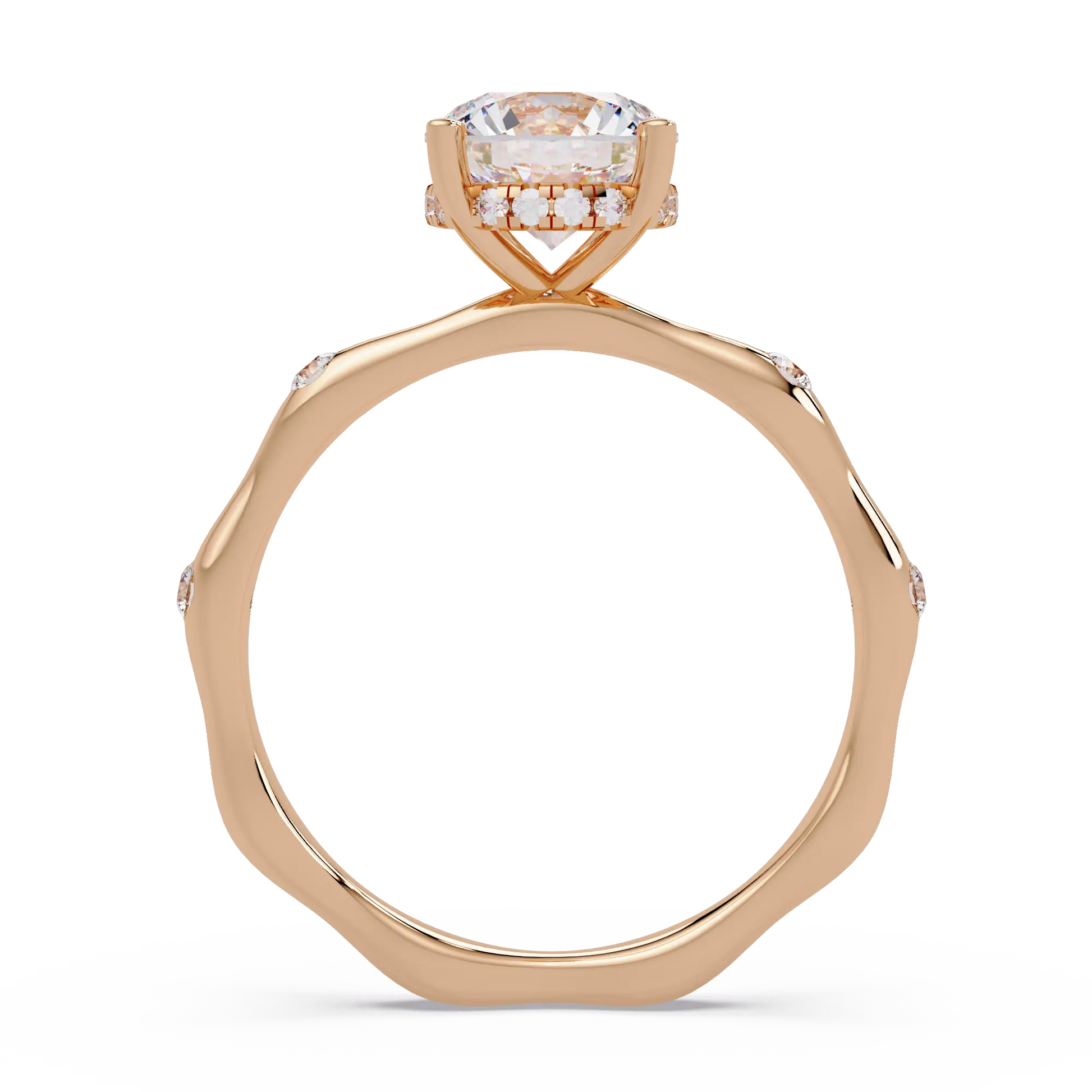 Round Lab Grown Diamond Flush Set Shank Engagement Ring - Minimalist Four Prong Promise Ring