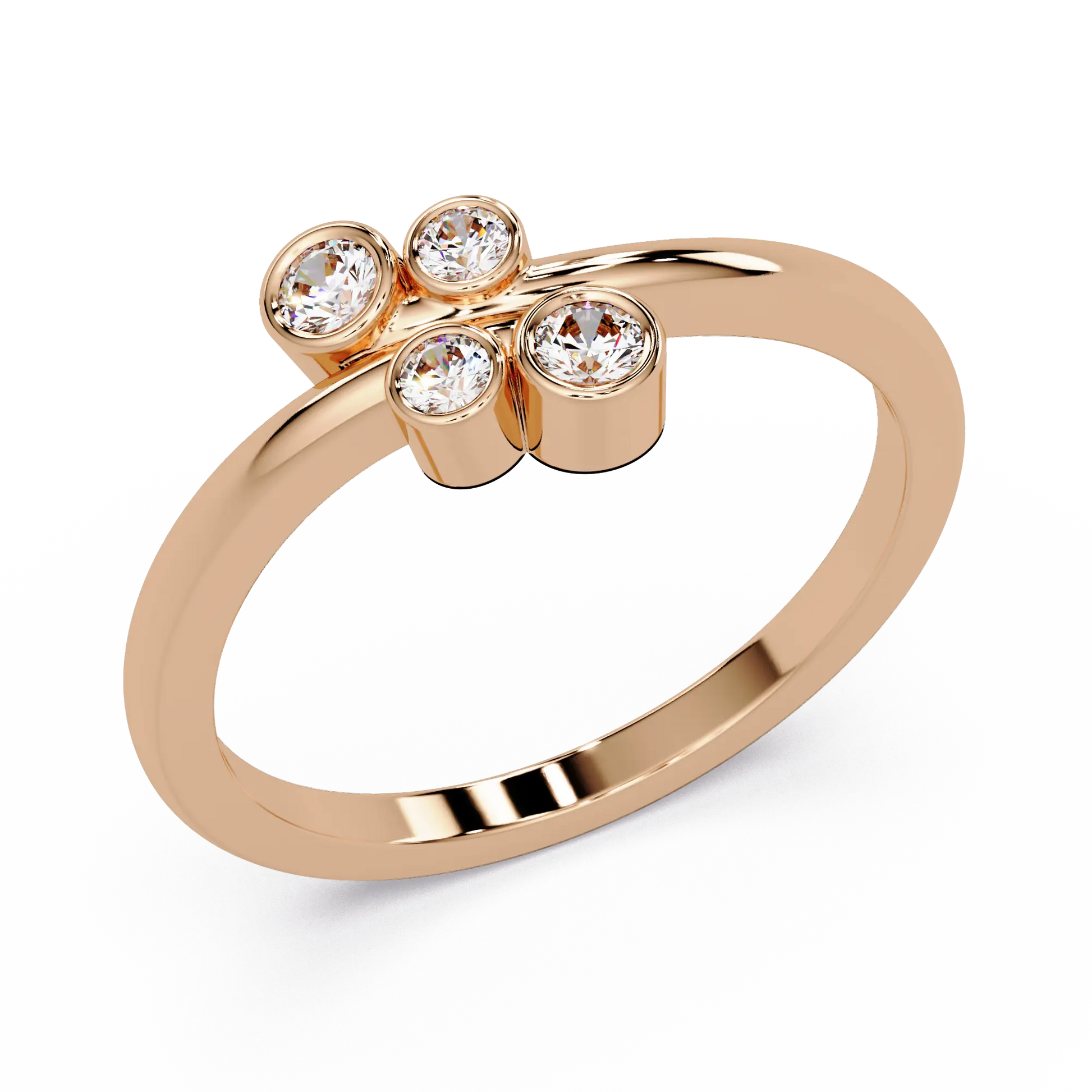 Round Lab Grown Diamond Minimalist Wedding Band for Women & Bezel Set Open Cluster Ring