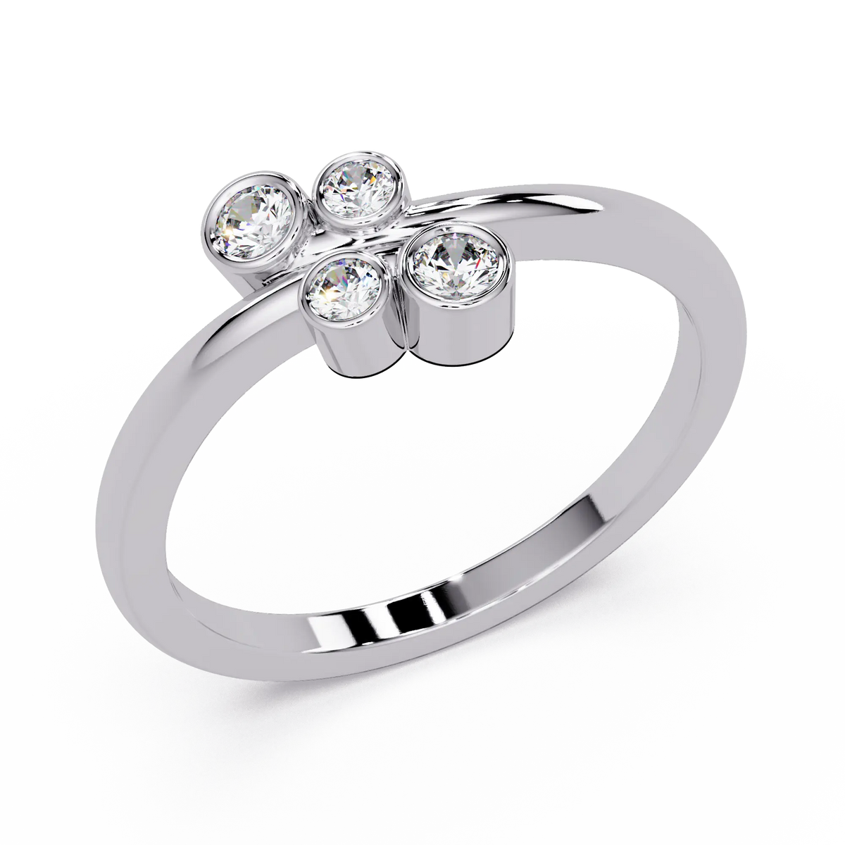 Round Lab Grown Diamond Minimalist Wedding Band for Women & Bezel Set Open Cluster Ring