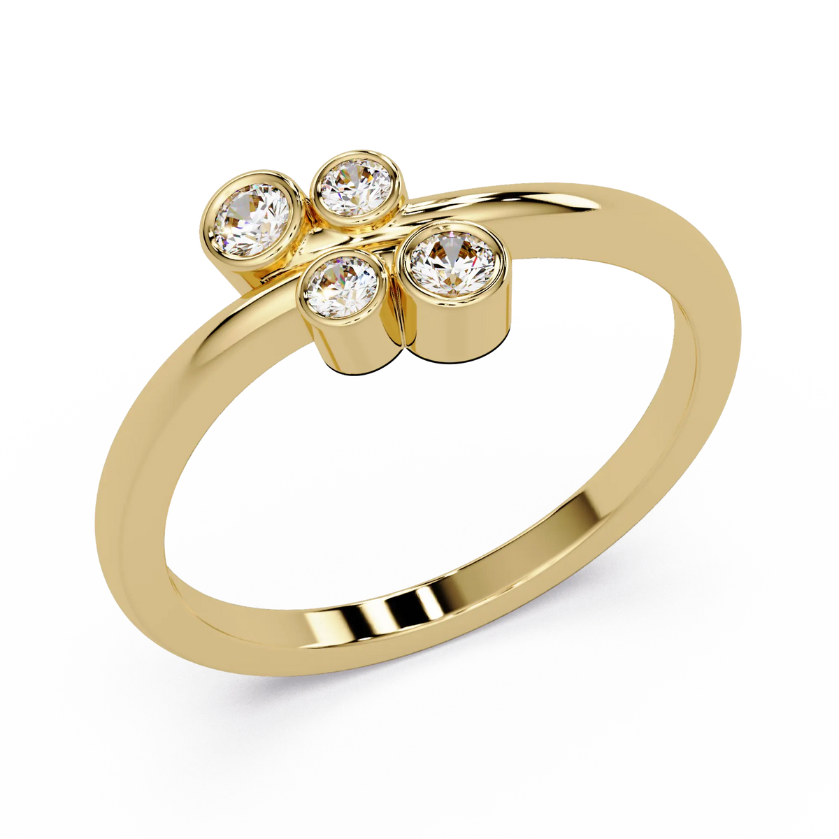 Round Lab Grown Diamond Minimalist Wedding Band for Women & Bezel Set Open Cluster Ring