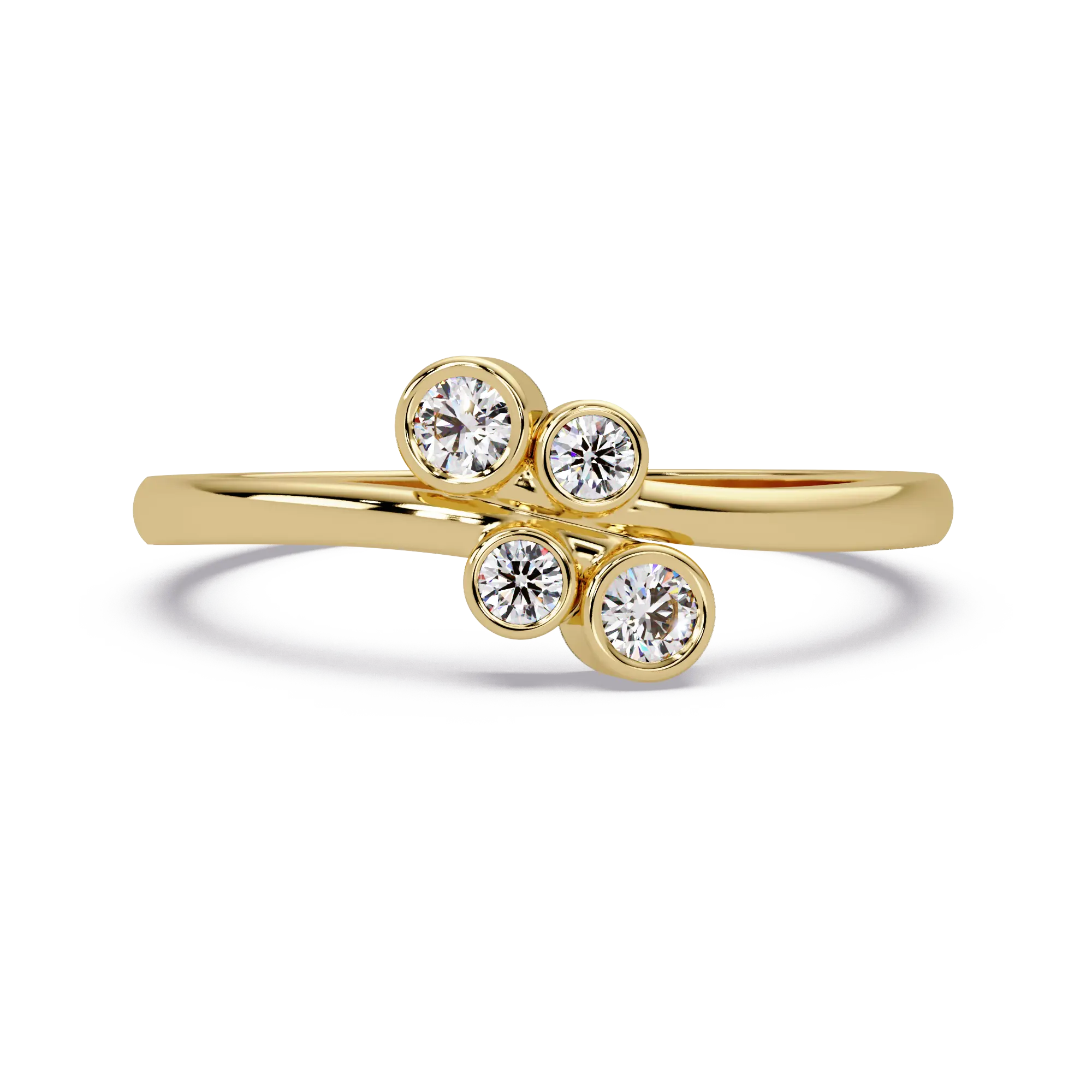 Round Lab Grown Diamond Minimalist Wedding Band for Women & Bezel Set Open Cluster Ring