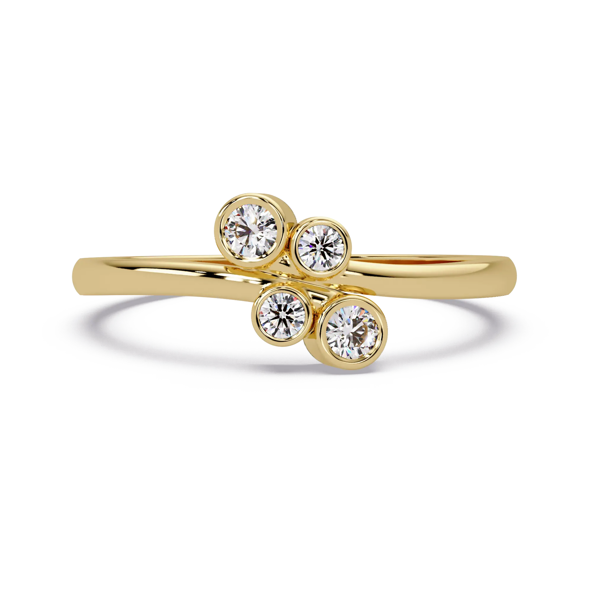 Round Lab Grown Diamond Minimalist Wedding Band for Women & Bezel Set Open Cluster Ring