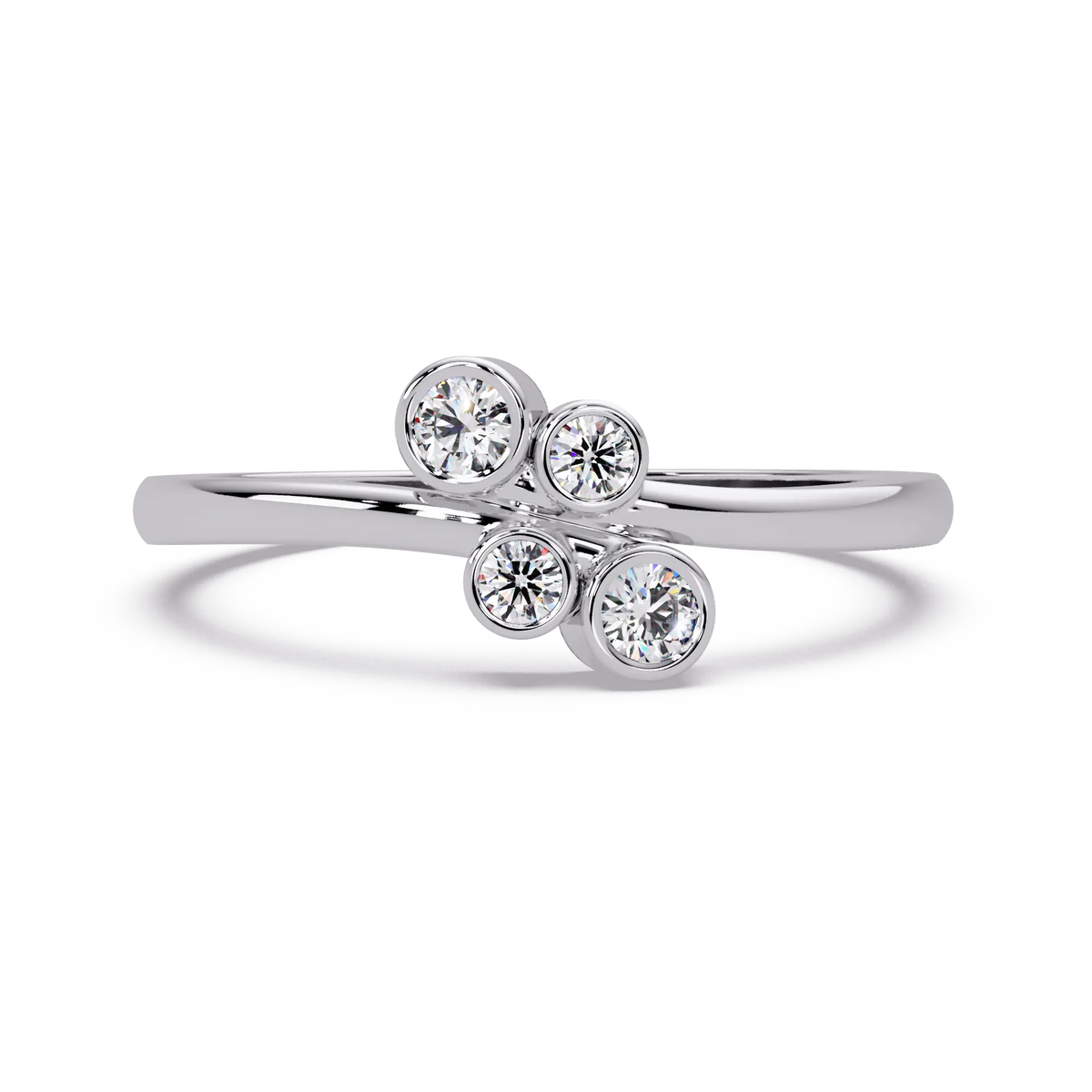 Round Lab Grown Diamond Minimalist Wedding Band for Women & Bezel Set Open Cluster Ring