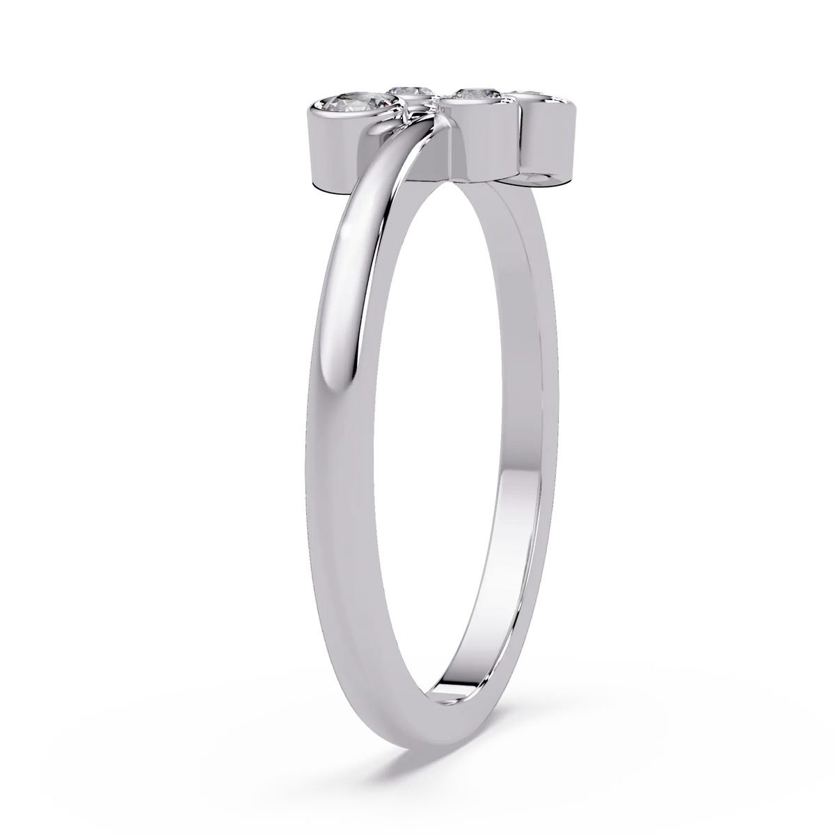 Round Lab Grown Diamond Minimalist Wedding Band for Women & Bezel Set Open Cluster Ring