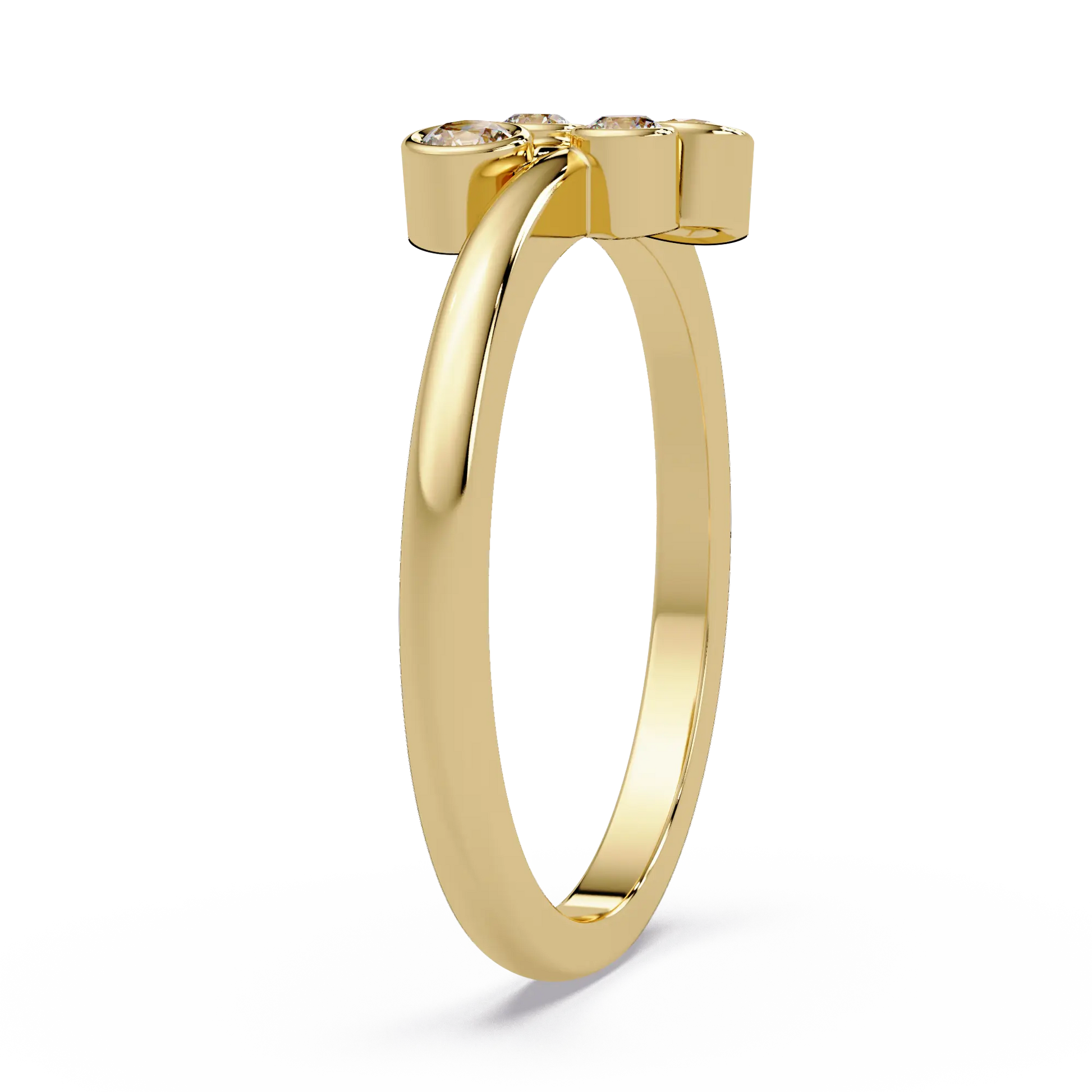Round Lab Grown Diamond Minimalist Wedding Band for Women & Bezel Set Open Cluster Ring