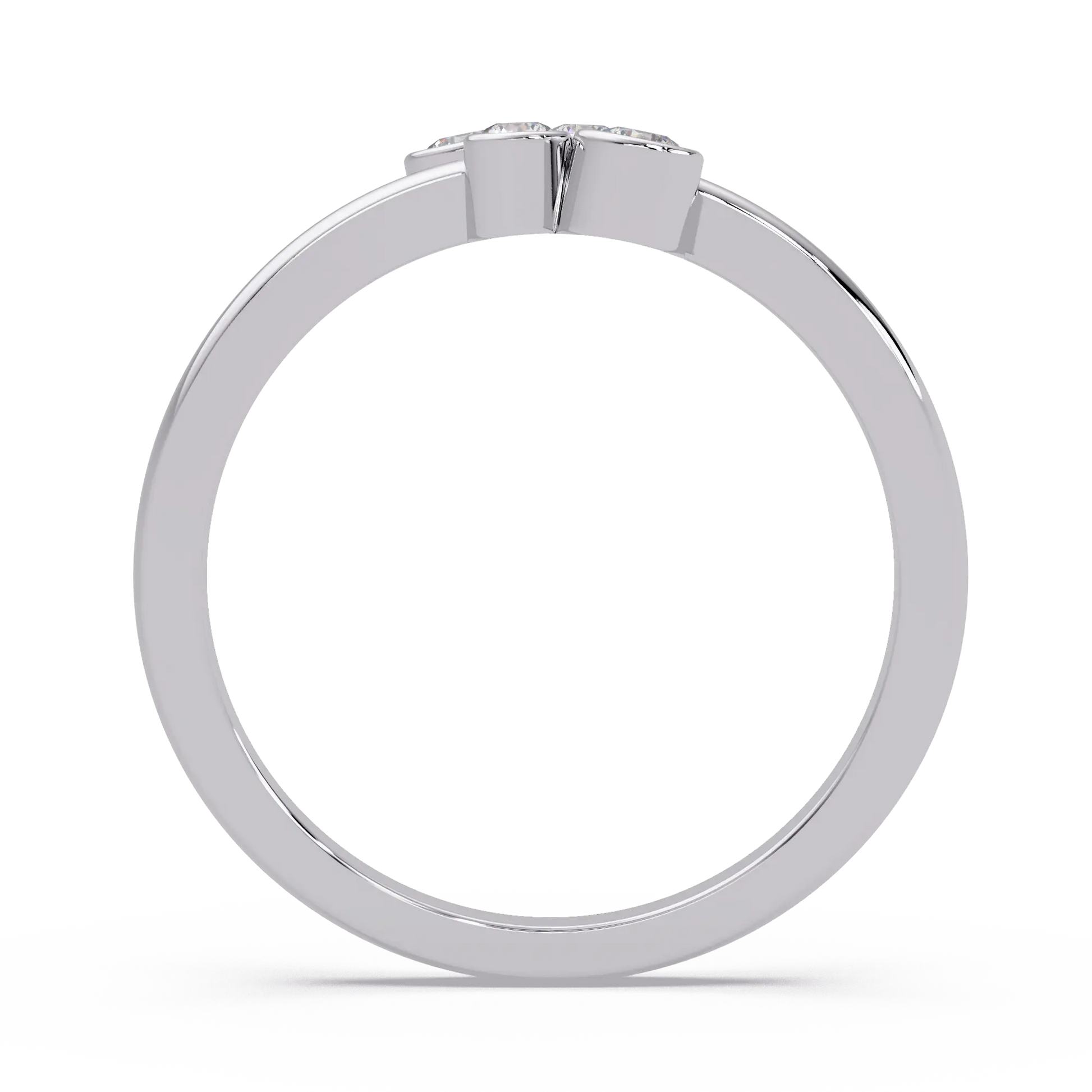 Round Lab Grown Diamond Minimalist Wedding Band for Women & Bezel Set Open Cluster Ring