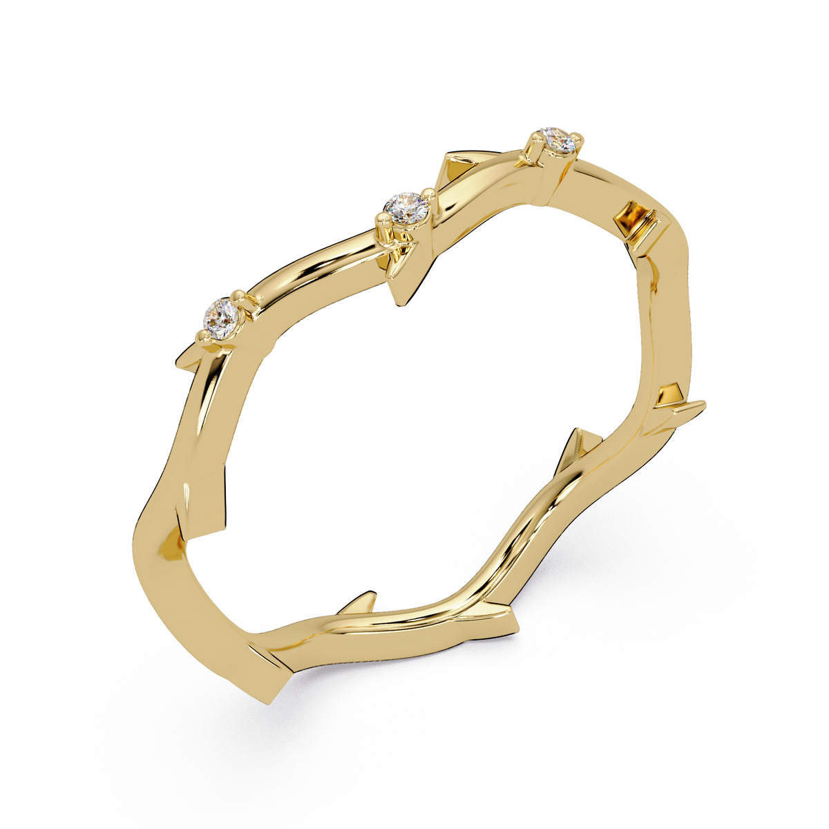 Round Lab Grown Diamond Twisted Vine Wedding Band Nature Inspired Curved Stackable Ring