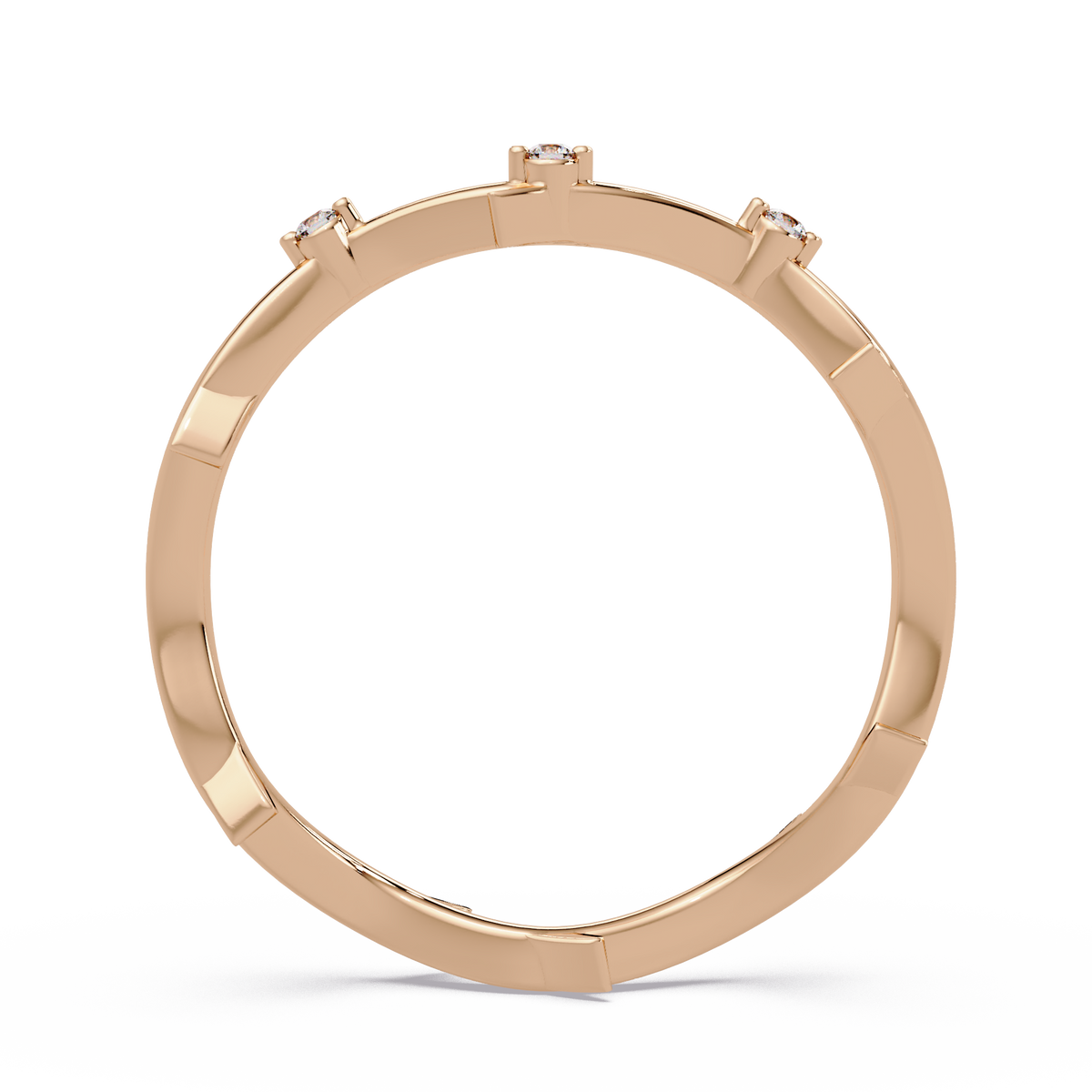 Round Lab Grown Diamond Twisted Vine Wedding Band Nature Inspired Curved Stackable Ring