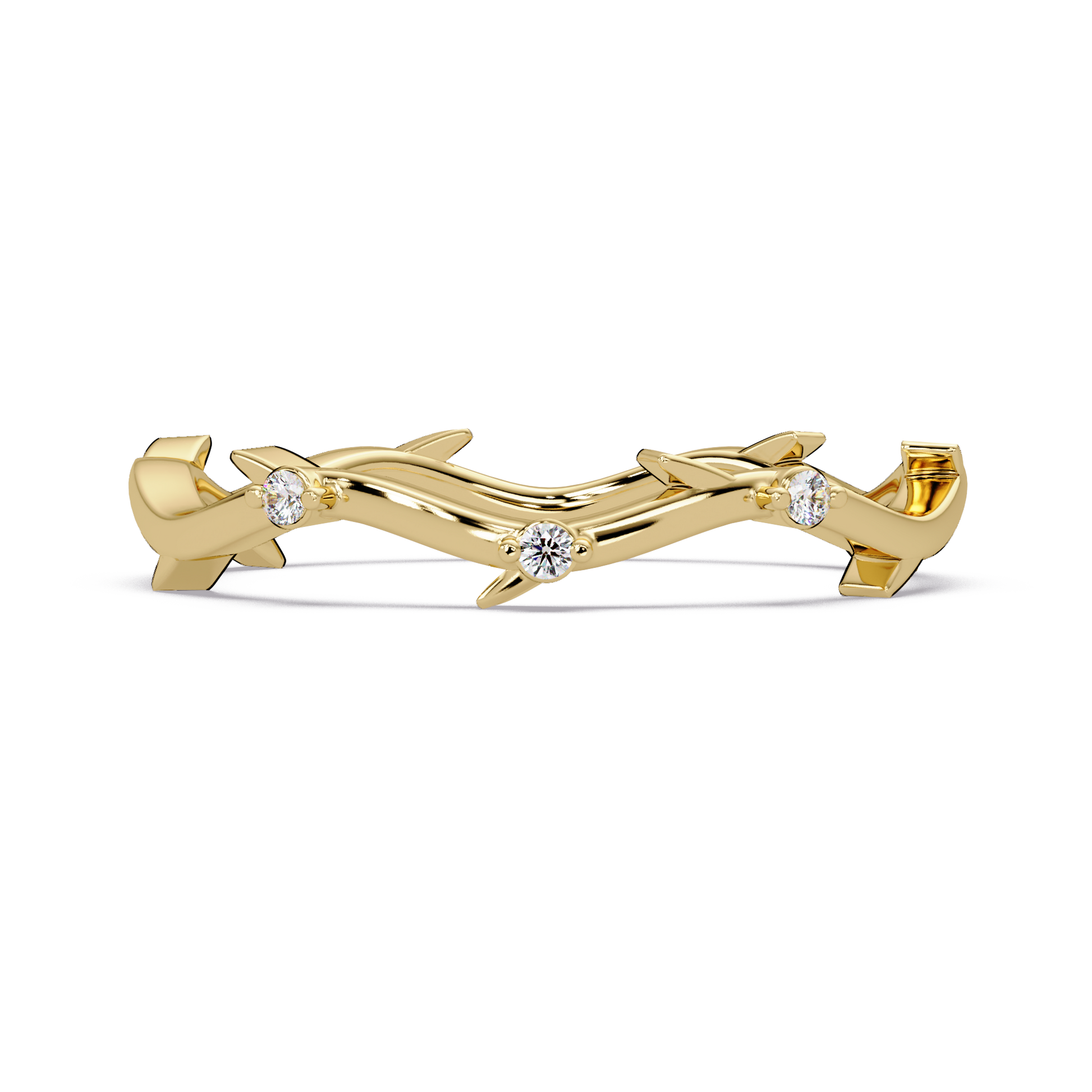 Round Lab Grown Diamond Twisted Vine Wedding Band Nature Inspired Curved Stackable Ring
