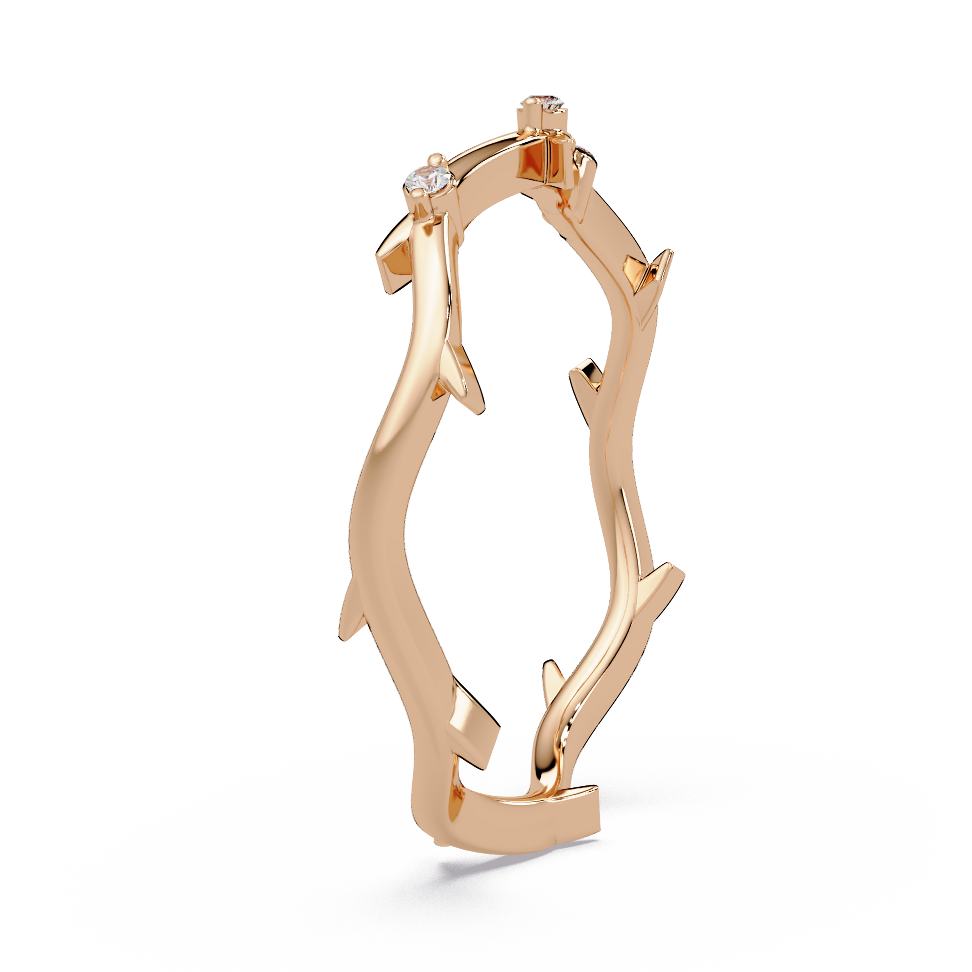 Round Lab Grown Diamond Twisted Vine Wedding Band Nature Inspired Curved Stackable Ring