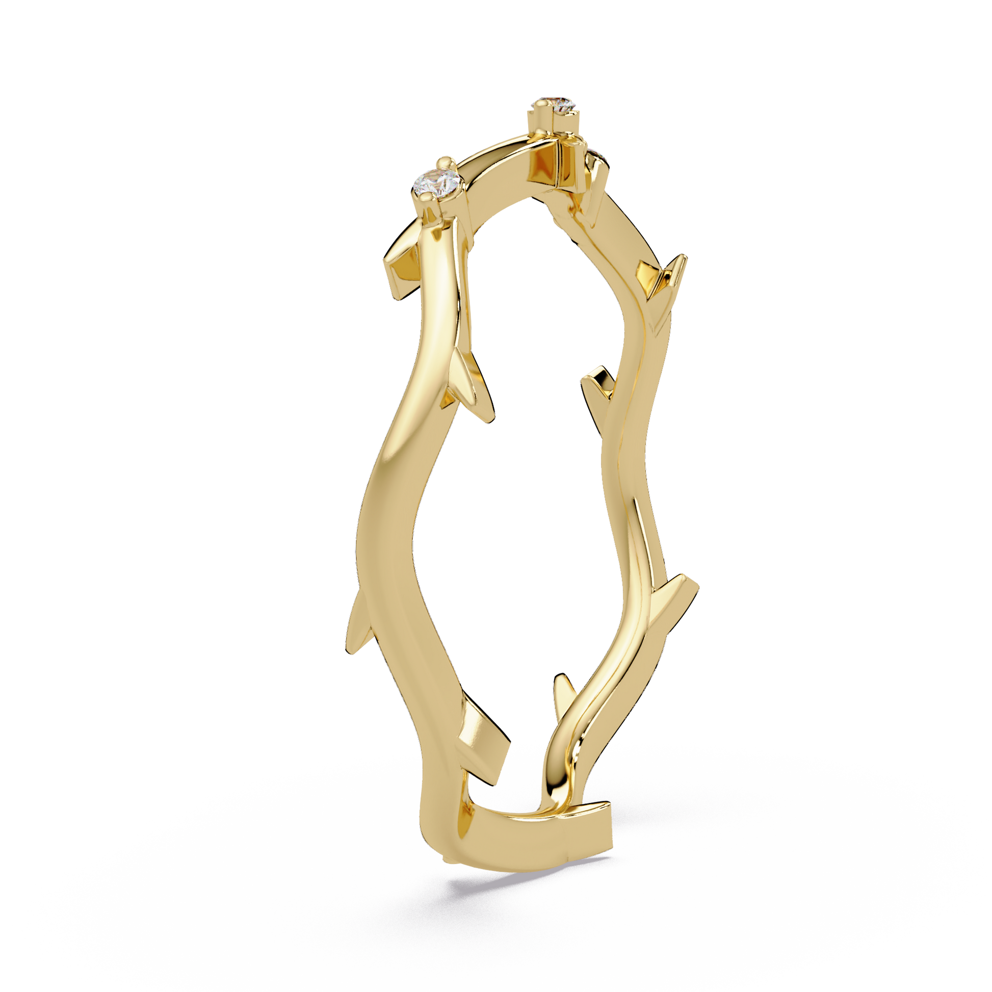 Round Lab Grown Diamond Twisted Vine Wedding Band Nature Inspired Curved Stackable Ring