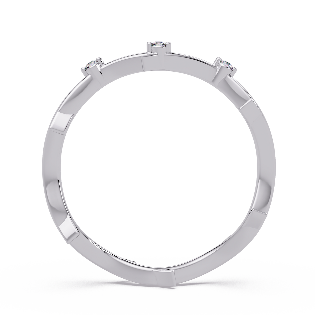 Round Lab Grown Diamond Twisted Vine Wedding Band Nature Inspired Curved Stackable Ring