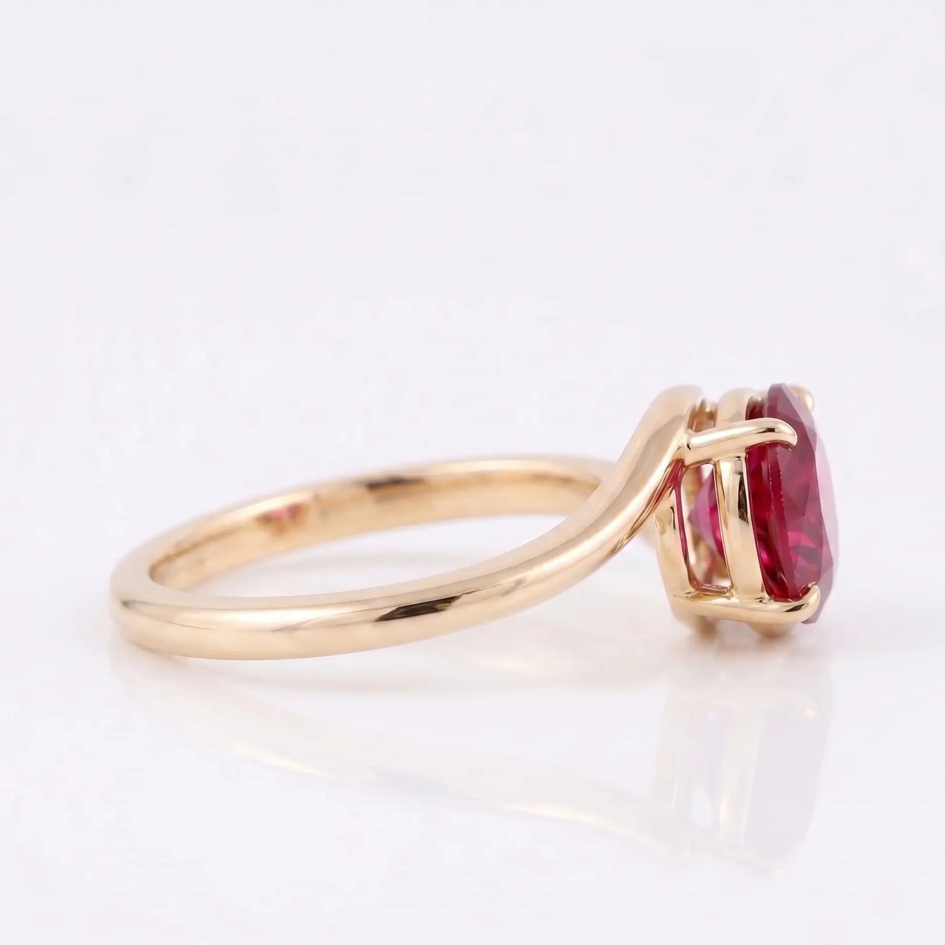 Round Red Ruby Solitaire Ring for Anniversary and Engagement