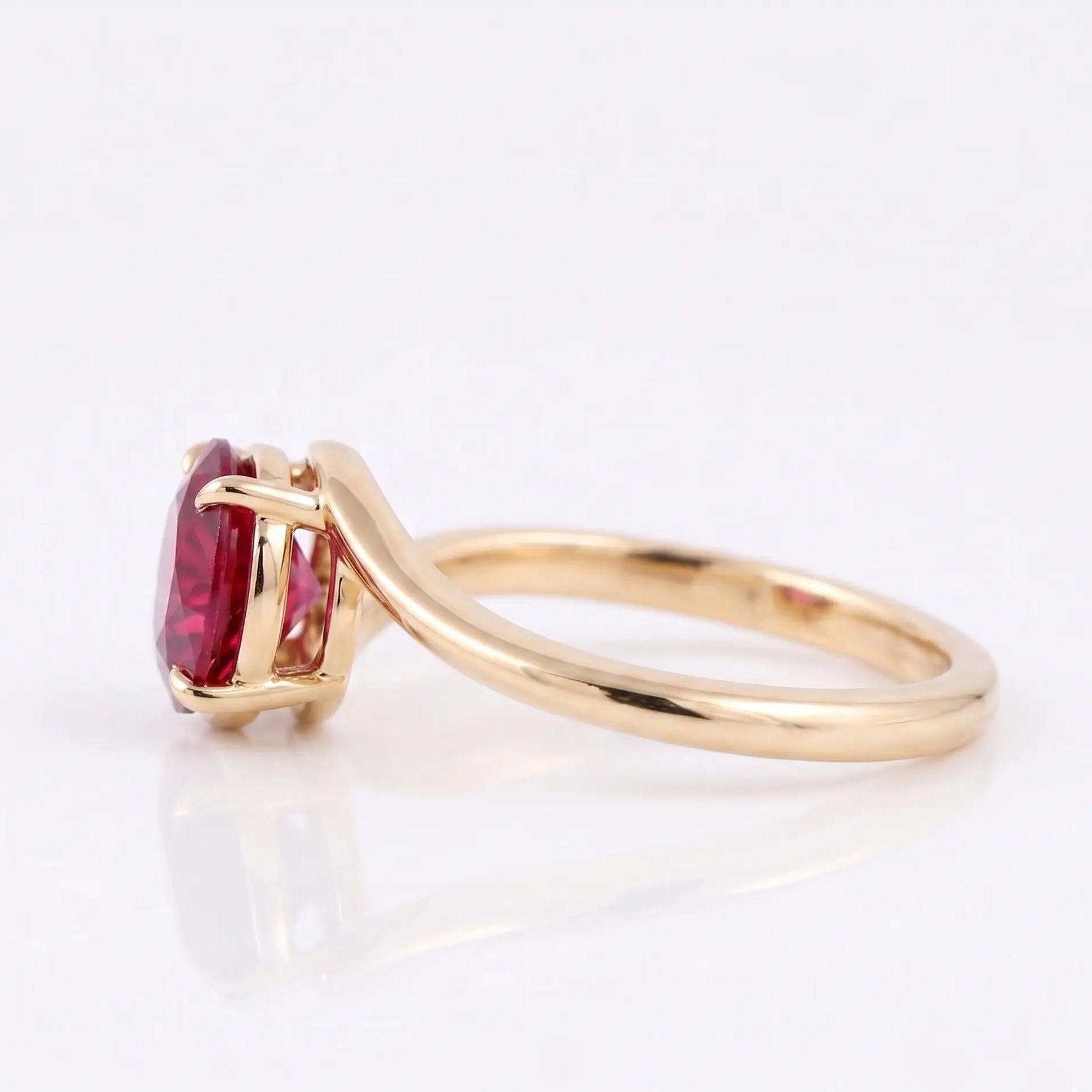 Round Red Ruby Solitaire Ring for Anniversary and Engagement