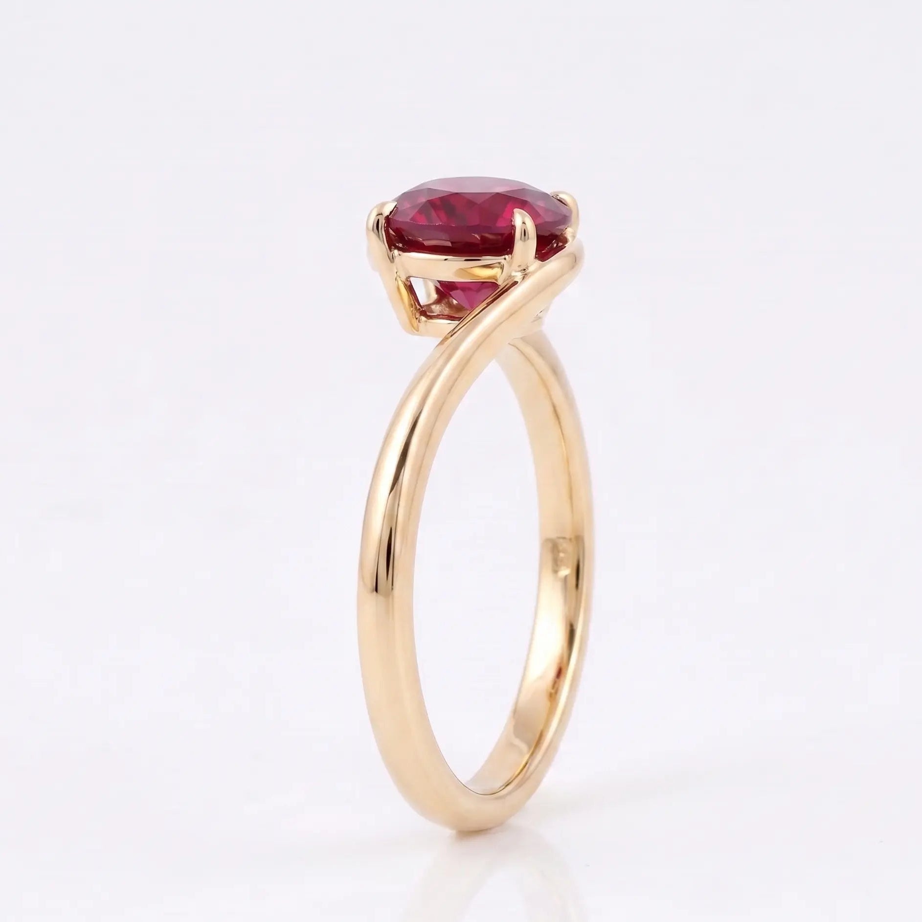 Round Red Ruby Solitaire Ring for Anniversary and Engagement