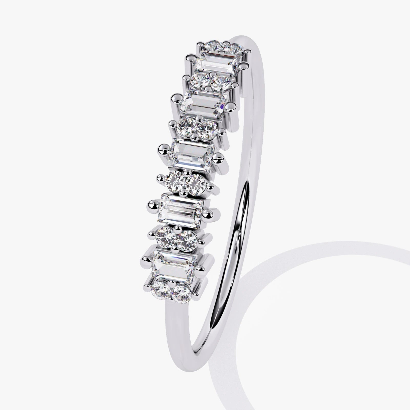 Stackable Lab Grown Diamond Wedding Band with Baguette Cut Stones