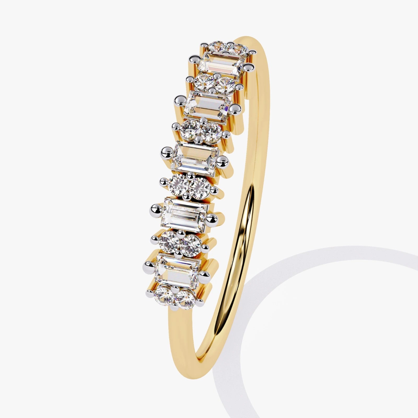 Stackable Lab Grown Diamond Wedding Band with Baguette Cut Stones