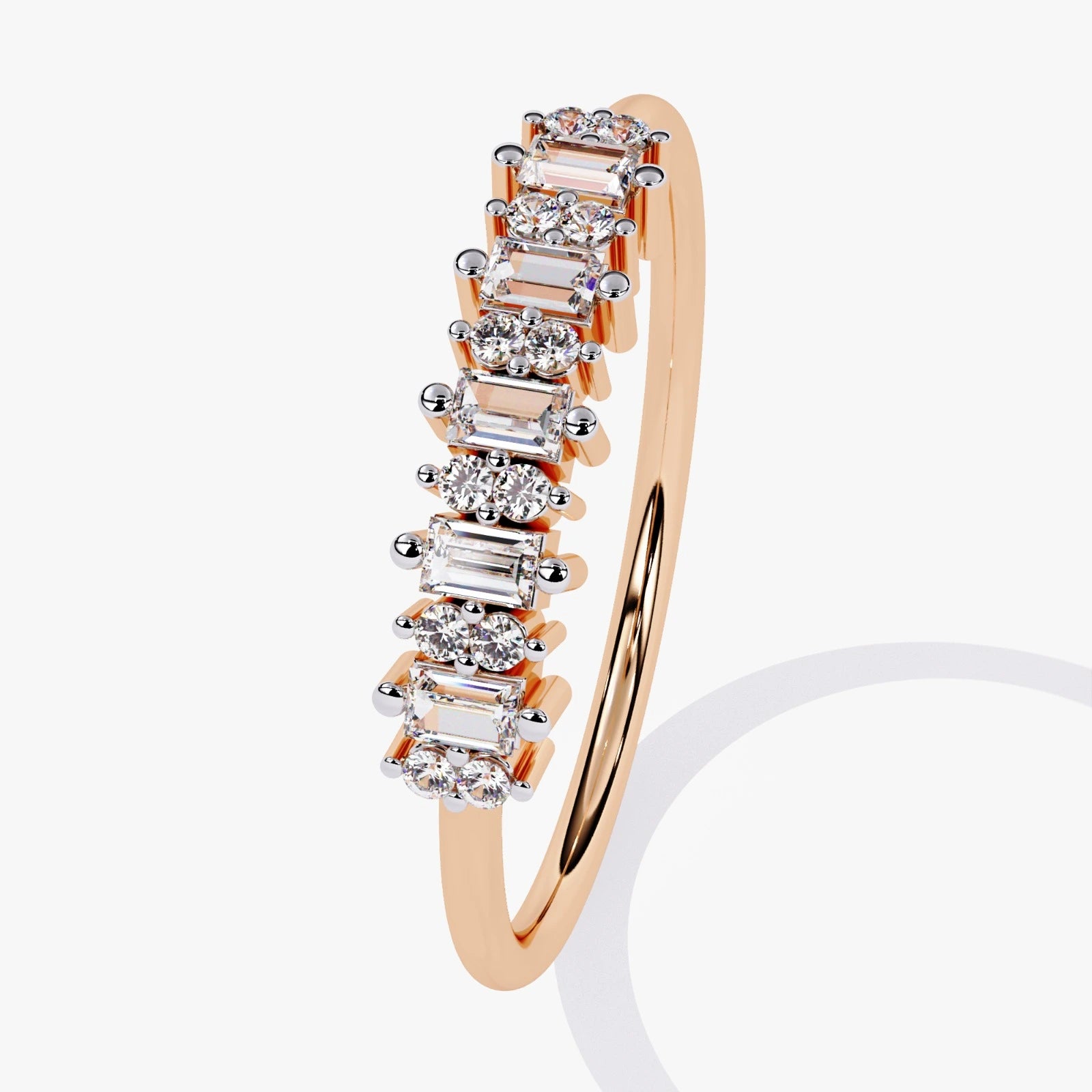 Stackable Lab Grown Diamond Wedding Band with Baguette Cut Stones