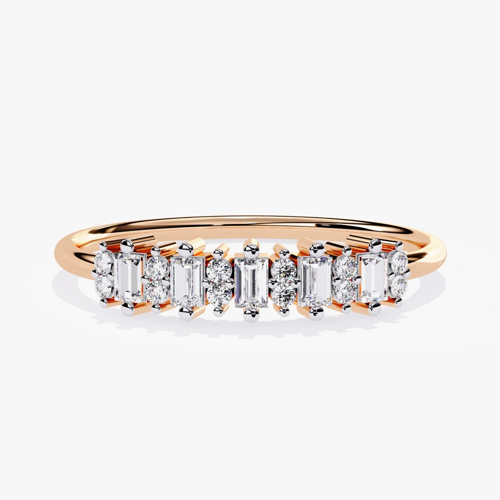 Stackable Lab Grown Diamond Wedding Band with Baguette Cut Stones