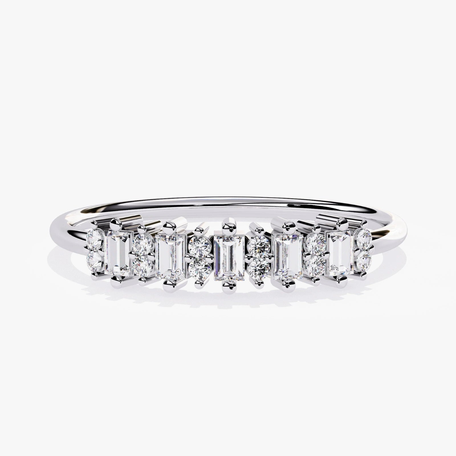 Stackable Lab Grown Diamond Wedding Band with Baguette Cut Stones