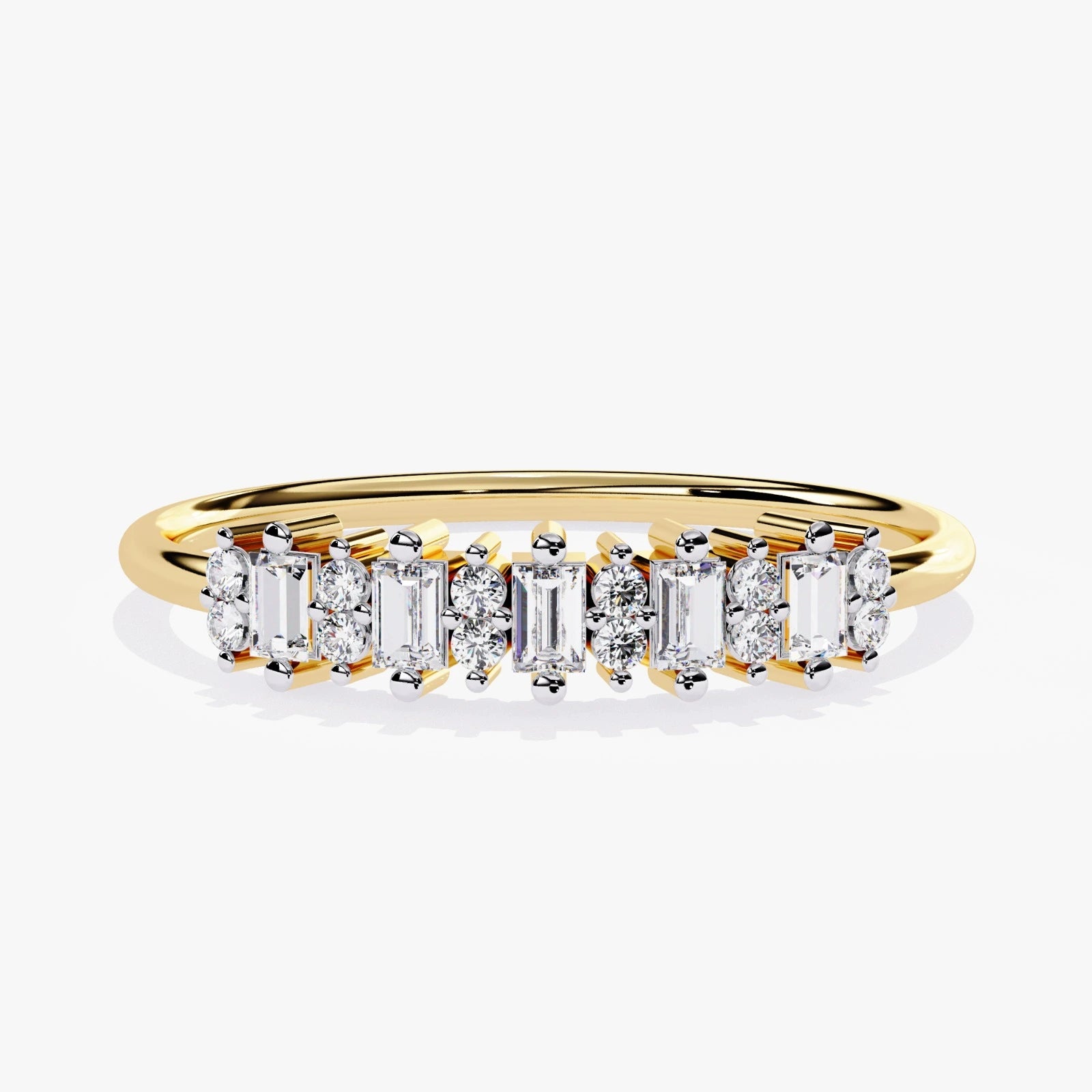 Stackable Lab Grown Diamond Wedding Band with Baguette Cut Stones