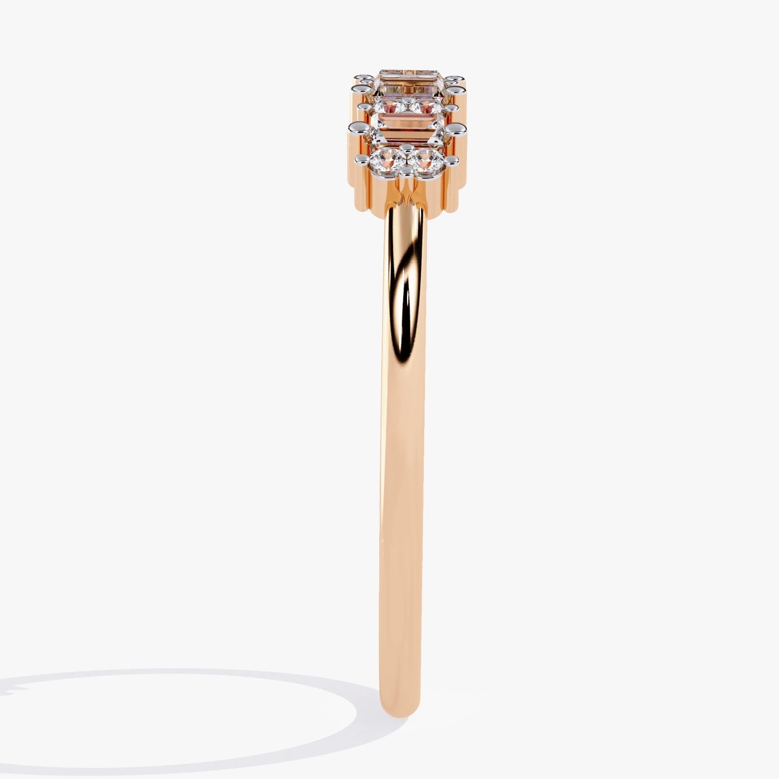 Stackable Lab Grown Diamond Wedding Band with Baguette Cut Stones