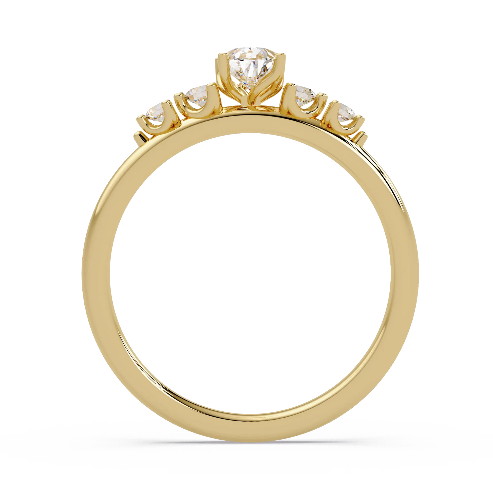 Trillion Cut Diamond Three Stone Engagement Ring  Round Accent Diamond Solitaire Ring