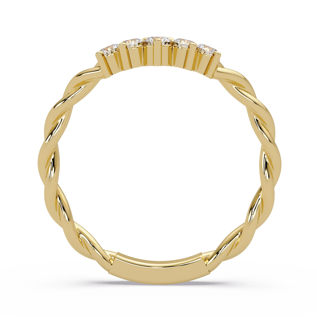 Twisted Round Lab Grown Diamond Curved Wedding Band & Nature Inspired Stackable Vine Ring