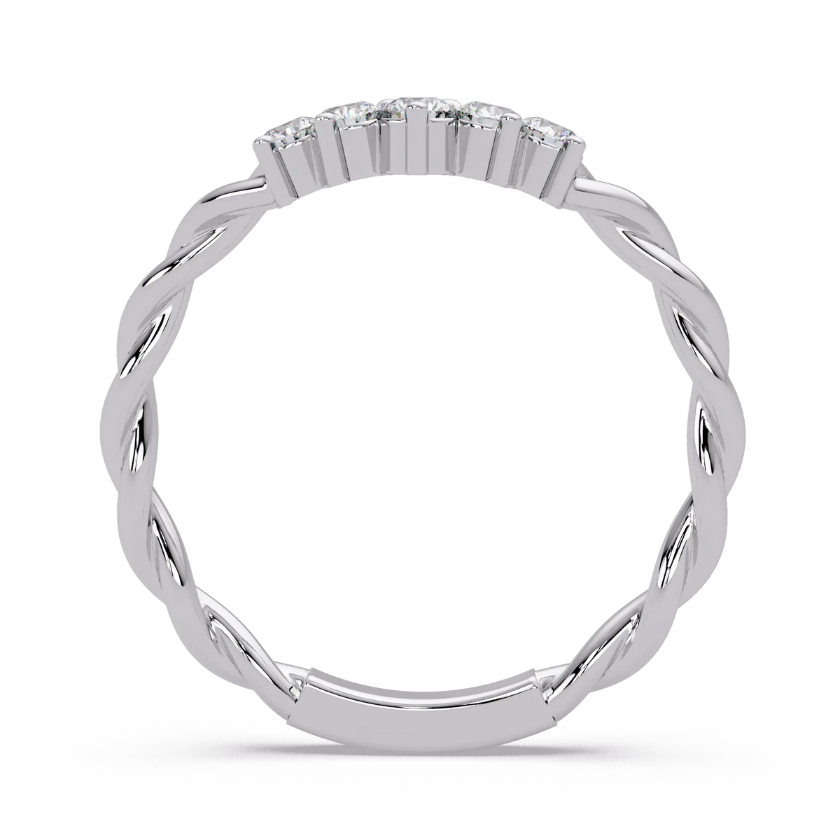 Twisted Round Lab Grown Diamond Curved Wedding Band & Nature Inspired Stackable Vine Ring