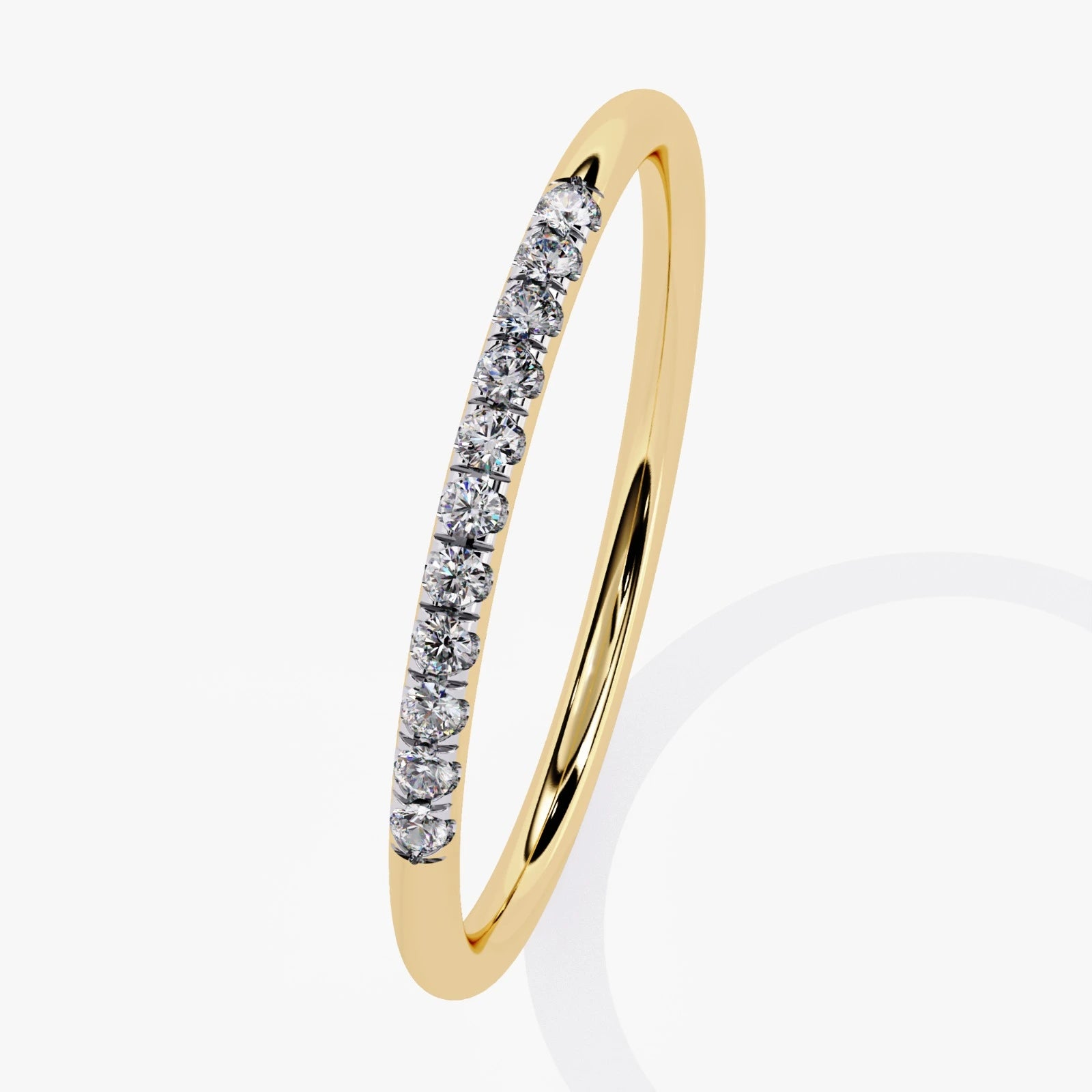Ultra-Thin Lab Grown Diamond Wedding Band in White Gold  Micro Pave Stacking Ring
