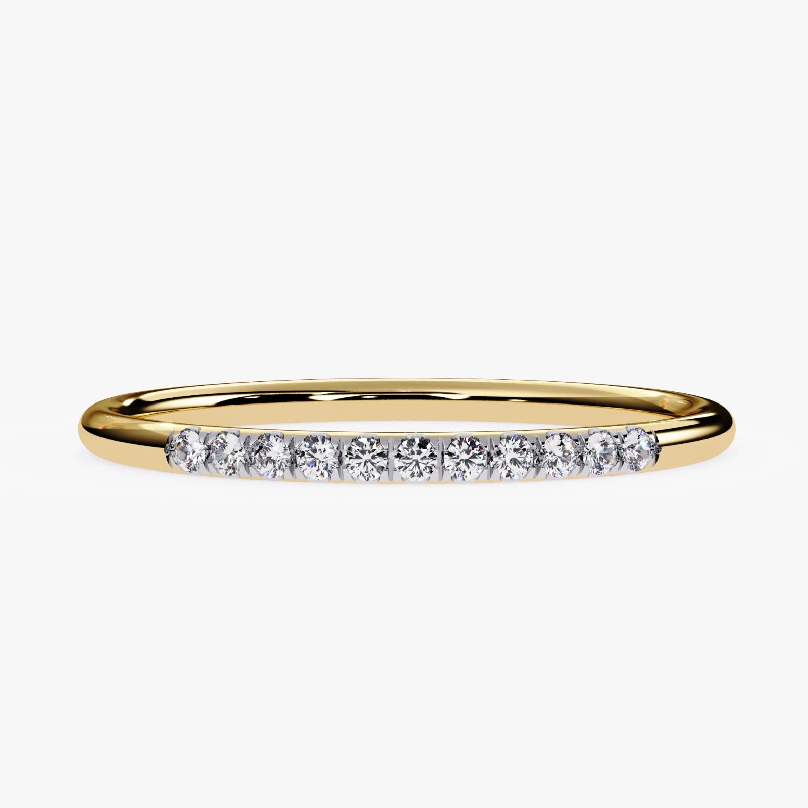 Ultra-Thin Lab Grown Diamond Wedding Band in White Gold  Micro Pave Stacking Ring