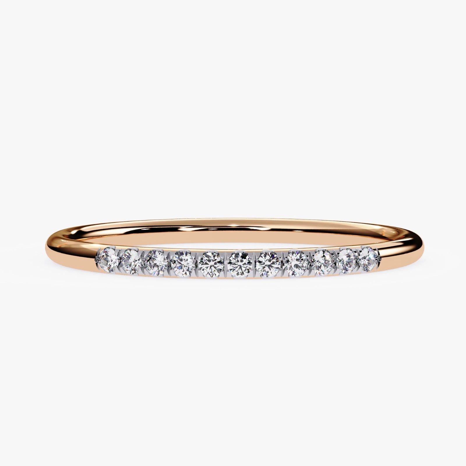 Ultra-Thin Lab Grown Diamond Wedding Band in White Gold  Micro Pave Stacking Ring