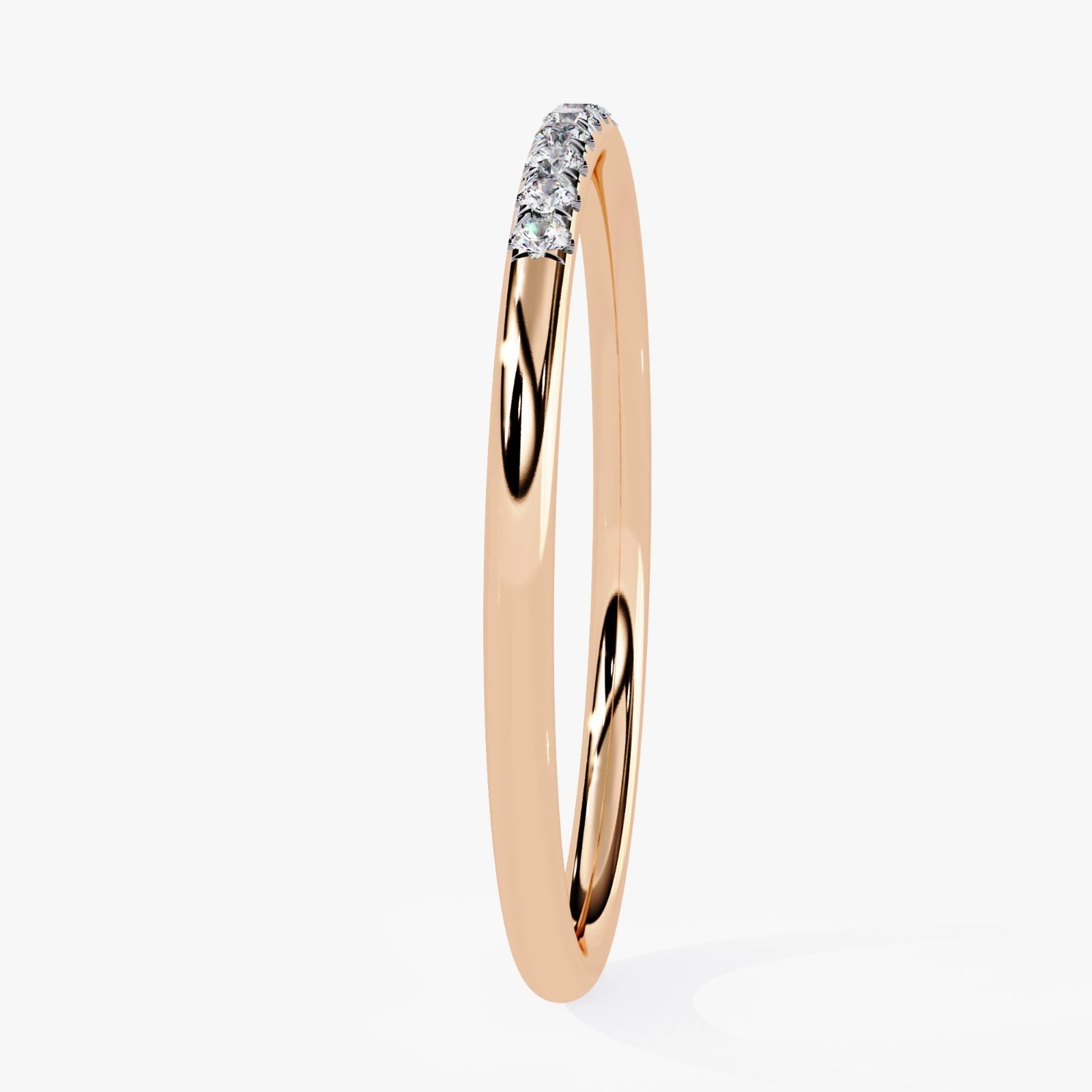 Ultra-Thin Lab Grown Diamond Wedding Band in White Gold  Micro Pave Stacking Ring