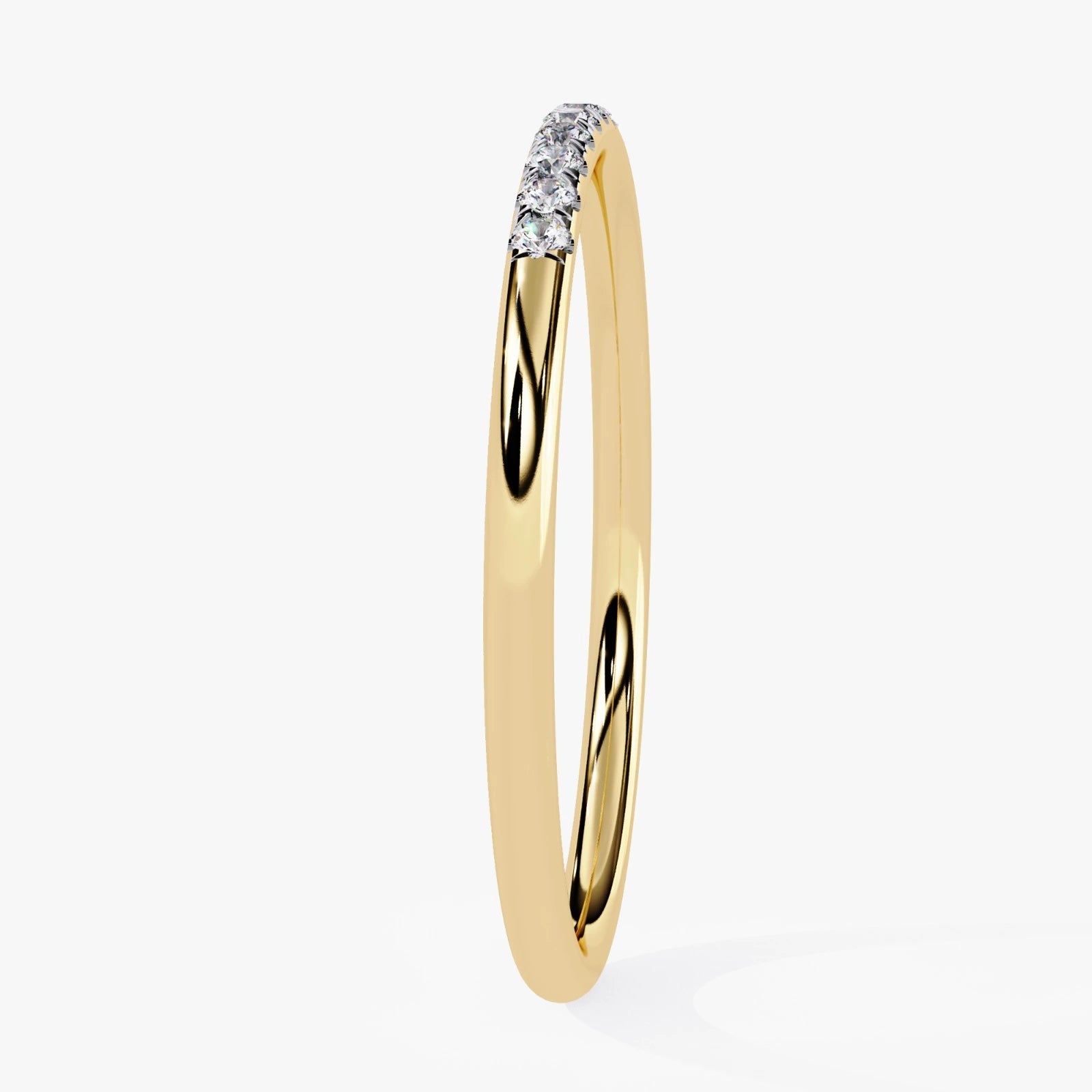 Ultra-Thin Lab Grown Diamond Wedding Band in White Gold  Micro Pave Stacking Ring