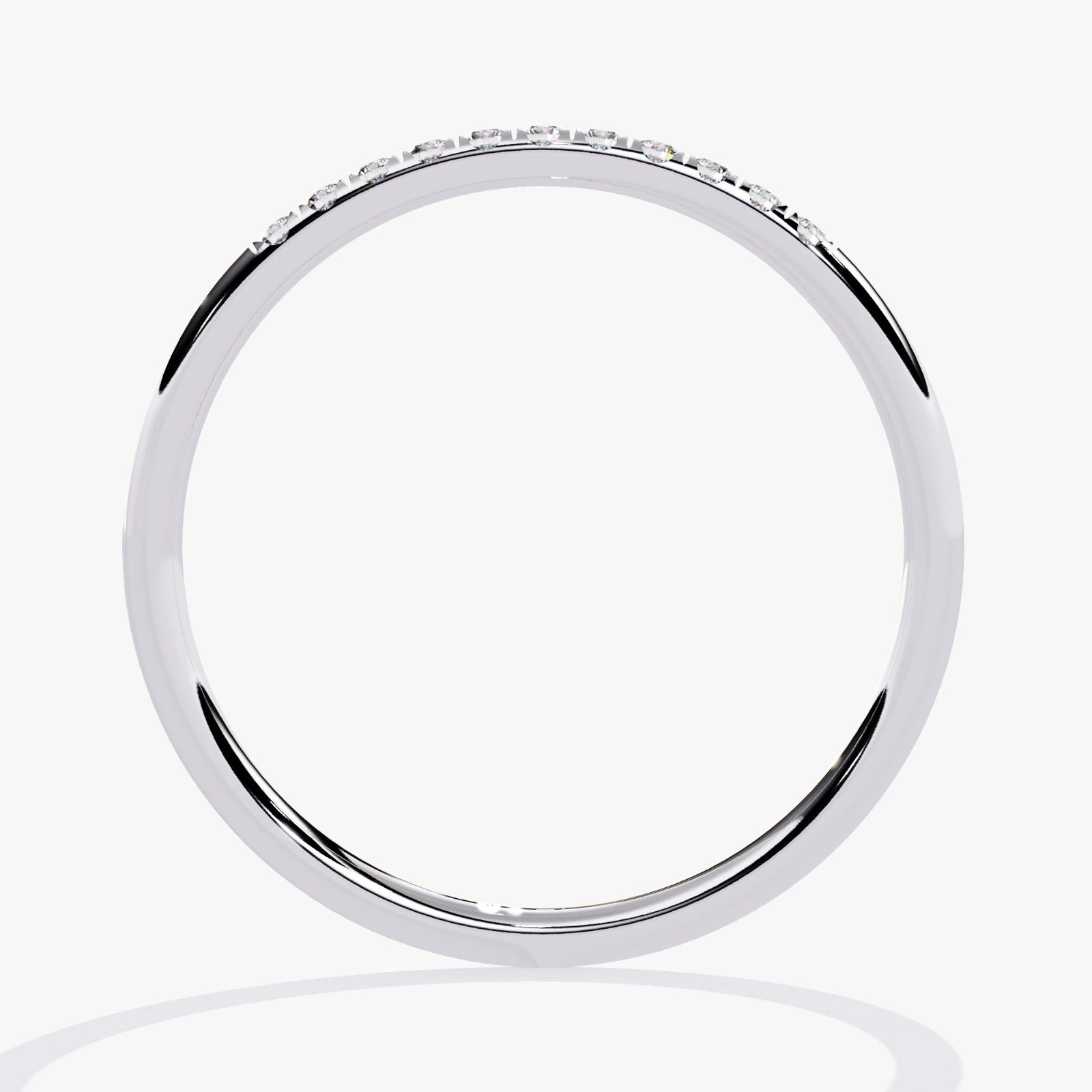 Ultra-Thin Lab Grown Diamond Wedding Band in White Gold  Micro Pave Stacking Ring