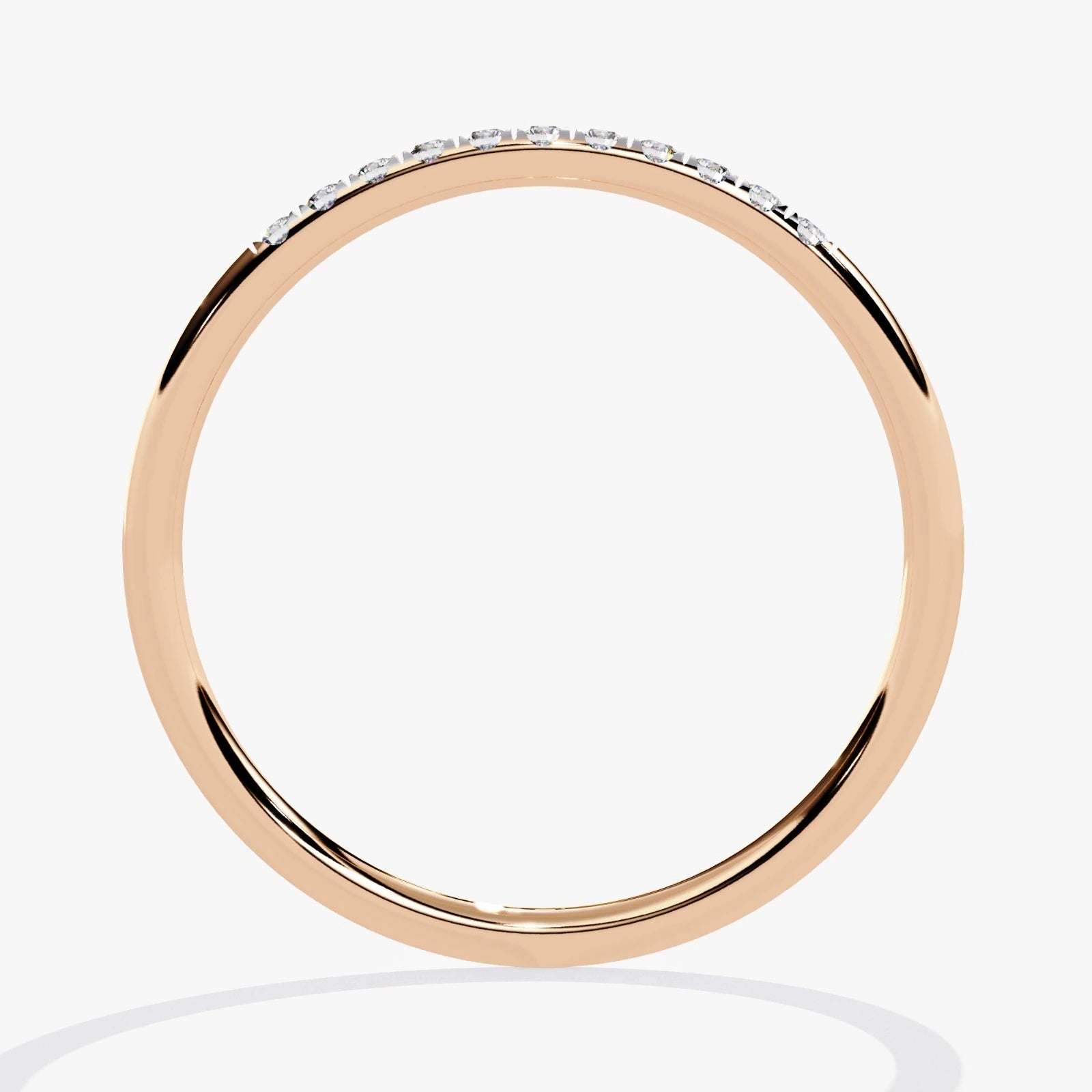 Ultra-Thin Lab Grown Diamond Wedding Band in White Gold  Micro Pave Stacking Ring