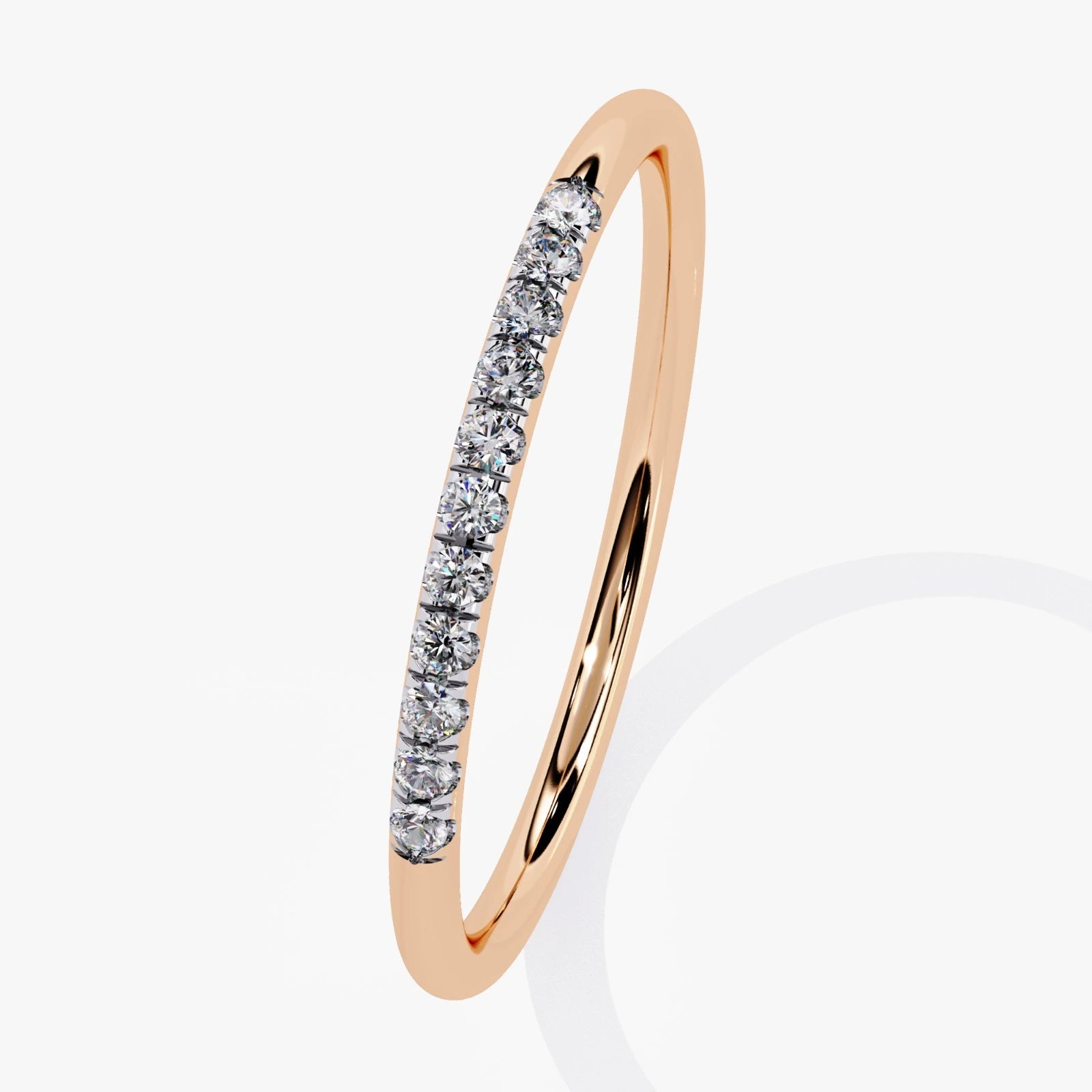Ultra-Thin Lab Grown Diamond Wedding Band in White Gold  Micro Pave Stacking Ring