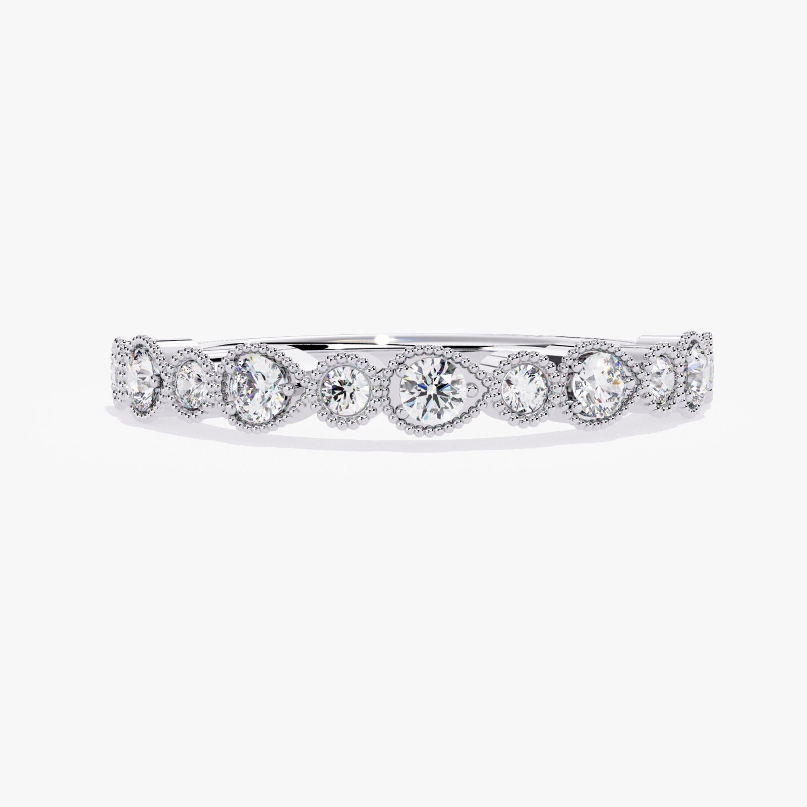 Vintage Milgrain Round Lab-Grown Diamond Wedding Band