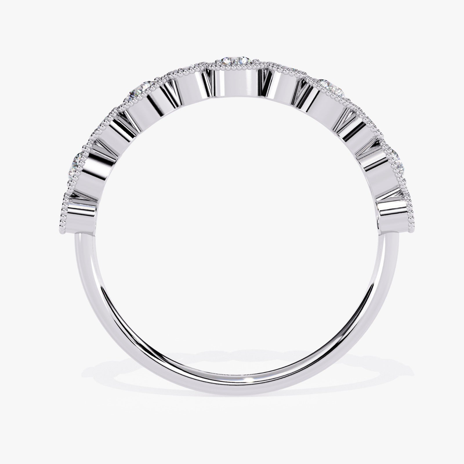 Vintage Milgrain Round Lab-Grown Diamond Wedding Band