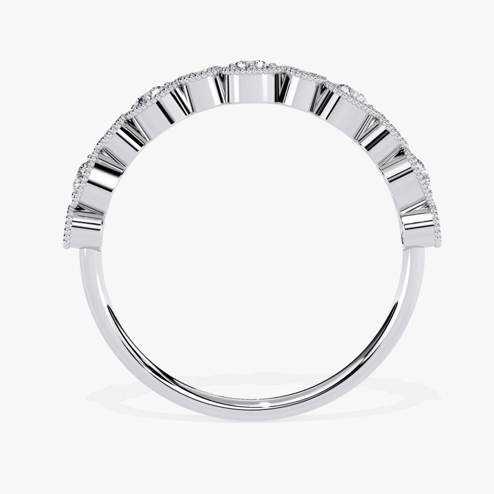 Vintage Milgrain Round Lab-Grown Diamond Wedding Band