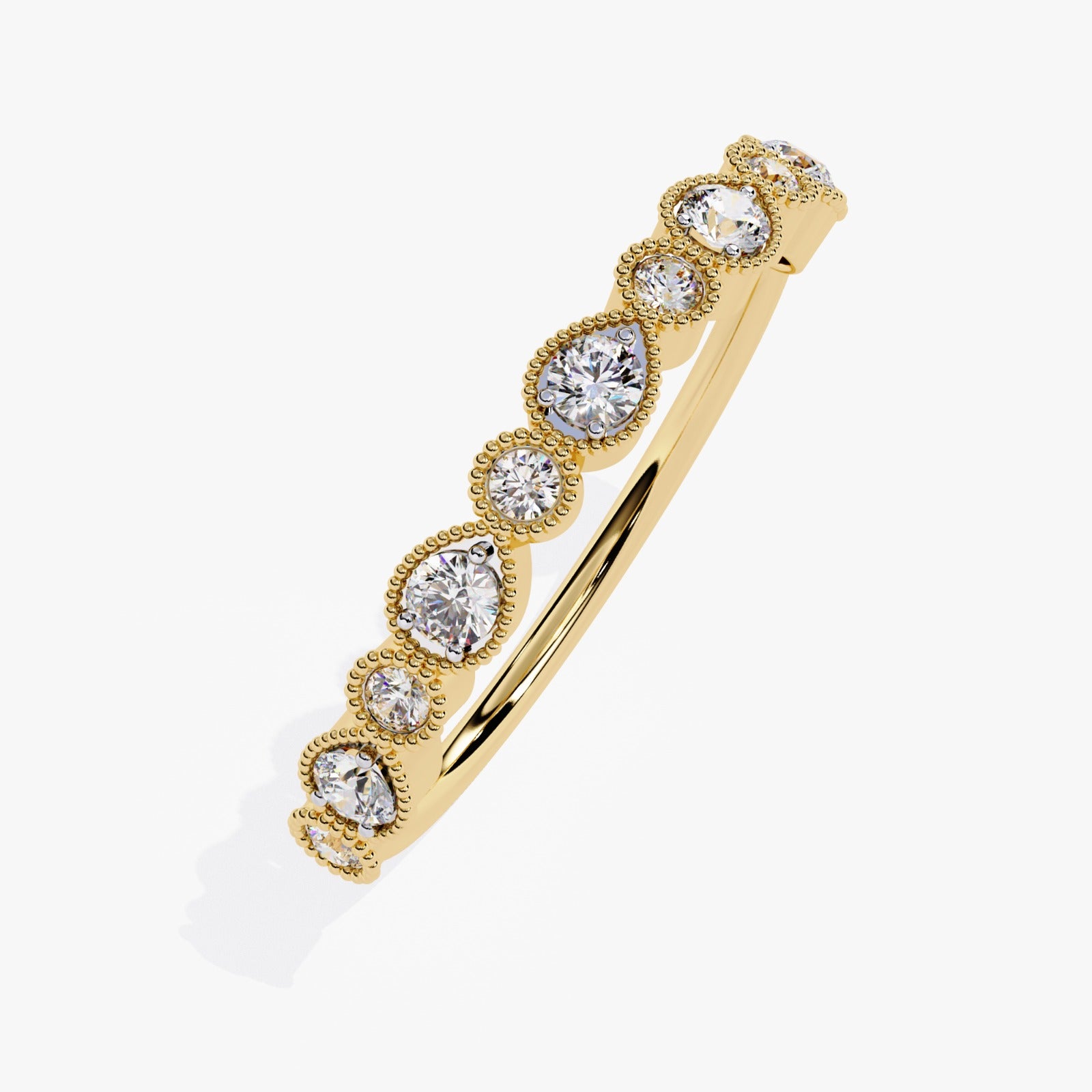 Vintage Milgrain Round Lab-Grown Diamond Wedding Band